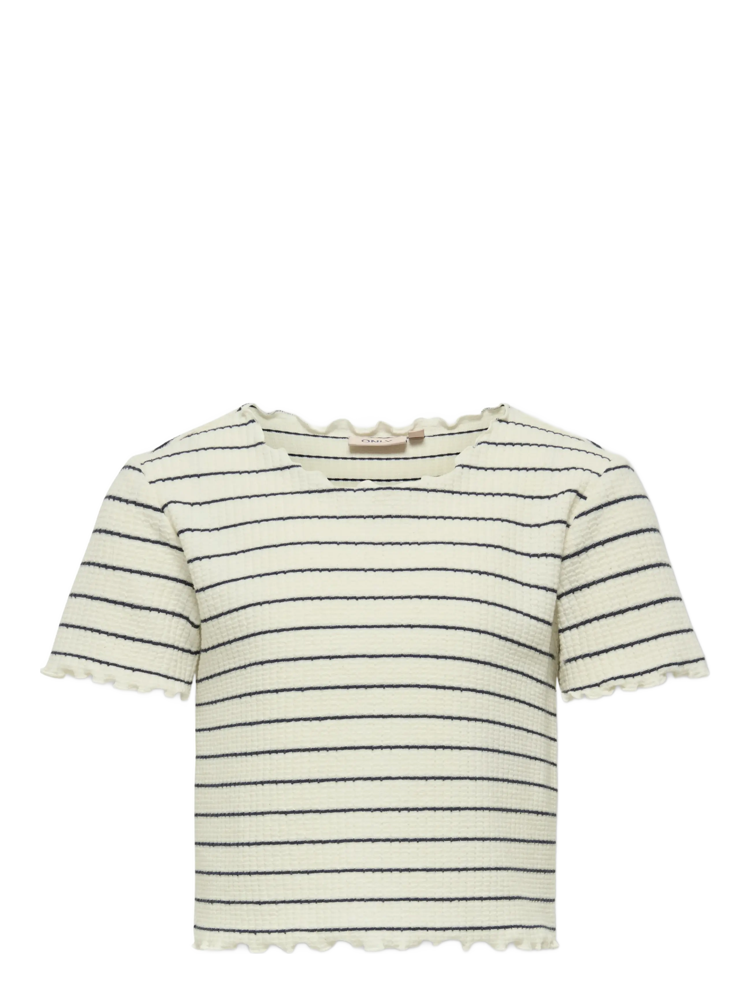 Kids Only KOGANITS LIFE S/S CROPPED TOP JRS - T-shirts - ANTIQUE WHITE / cream