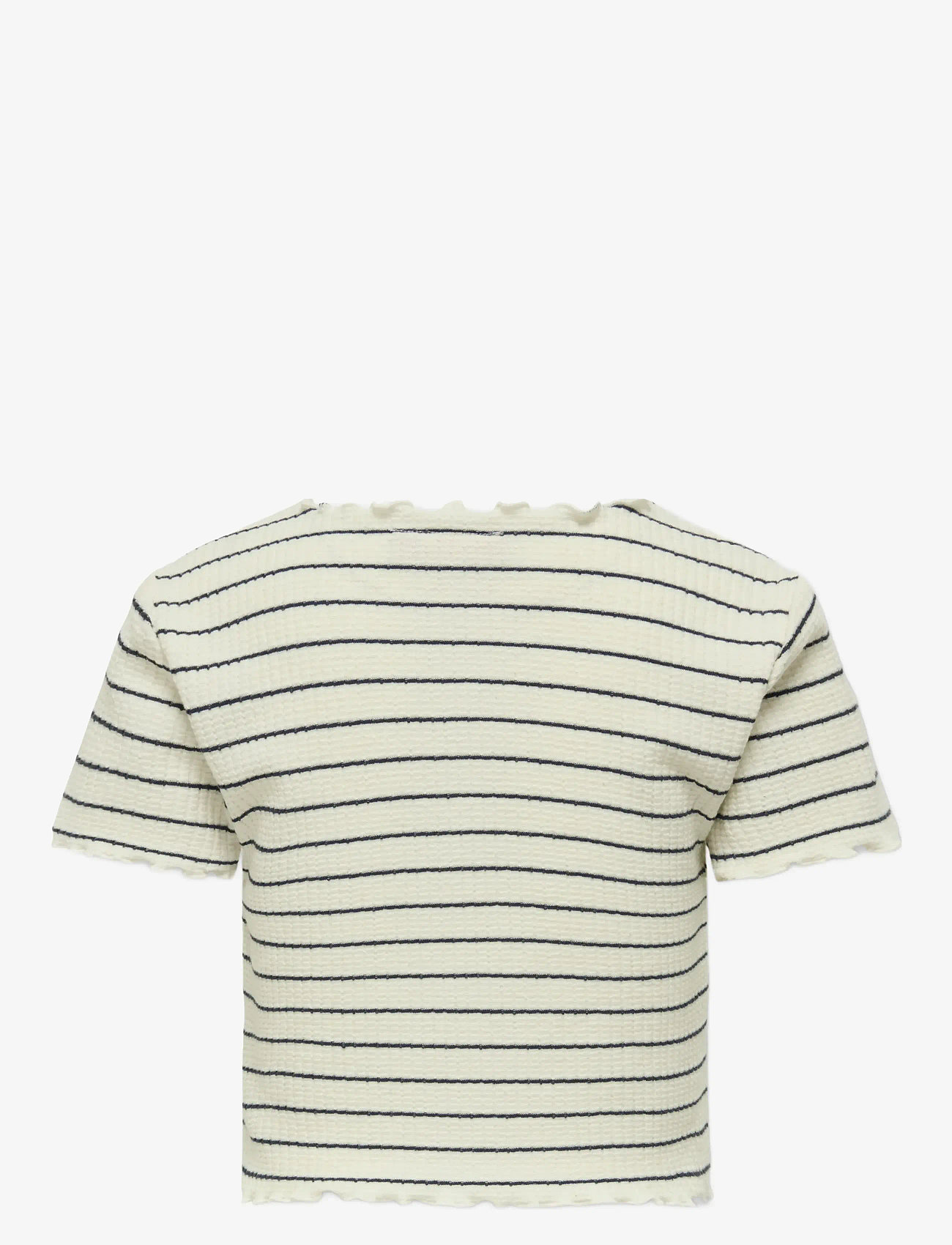 Kids Only - KOGANITS LIFE S/S CROPPED TOP JRS - kortärmade t-shirts - antique white - 2