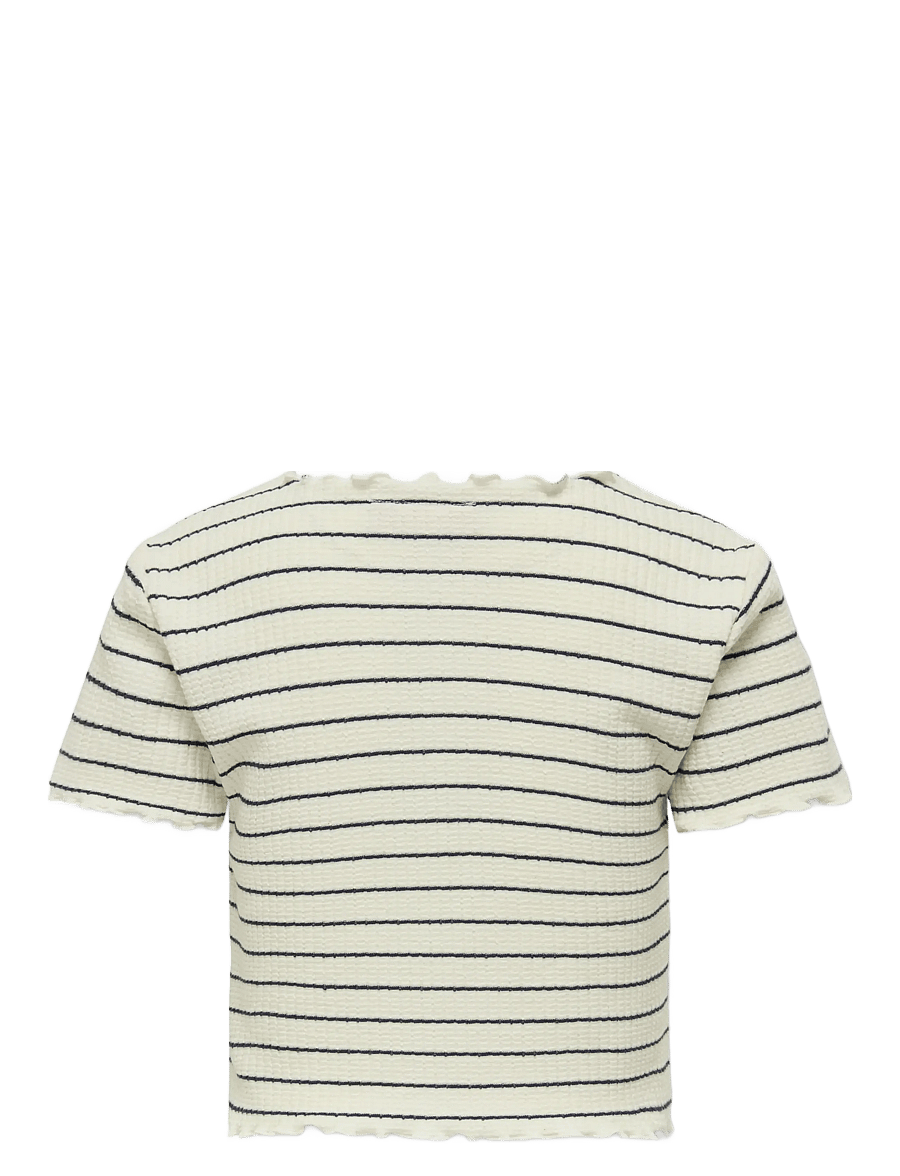 Kids Only - KOGANITS LIFE S/S CROPPED TOP JRS - lühikeste varrukatega t-särgid - antique white - 2