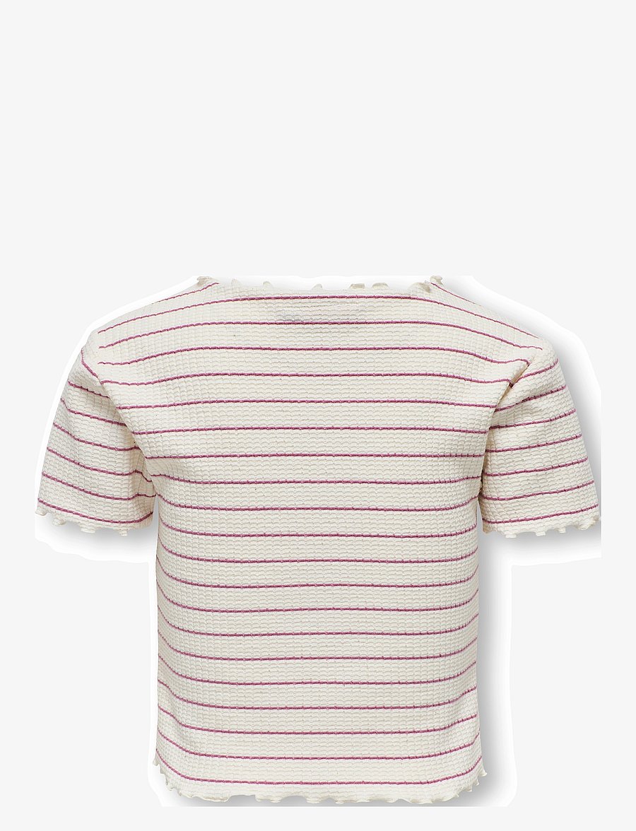 Kids Only - KOGANITS LIFE S/S CROPPED TOP JRS - lühikeste varrukatega t-särgid - antique white - 2