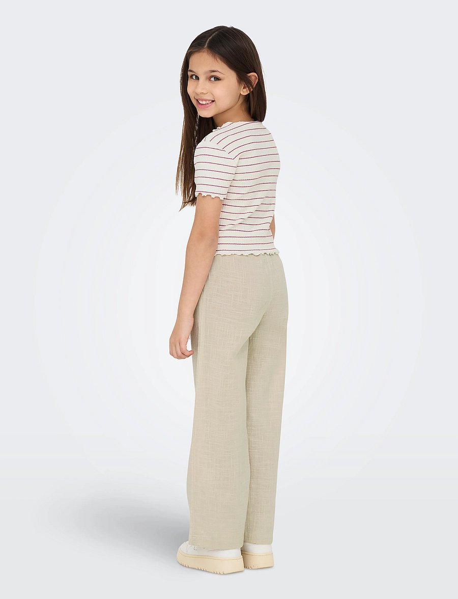 Kids Only - KOGANITS LIFE S/S CROPPED TOP JRS - lühikeste varrukatega t-särgid - antique white - 3