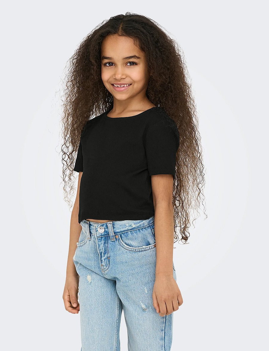 Kids Only - KOGRENE LIFE S/S OPEN BACK TOP JRS - kurzärmelige - black - 0