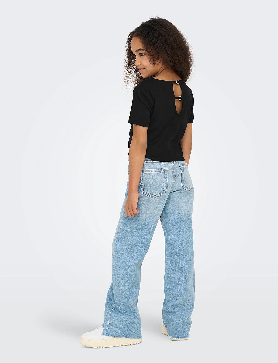 Kids Only - KOGRENE LIFE S/S OPEN BACK TOP JRS - kurzärmelige - black - 3