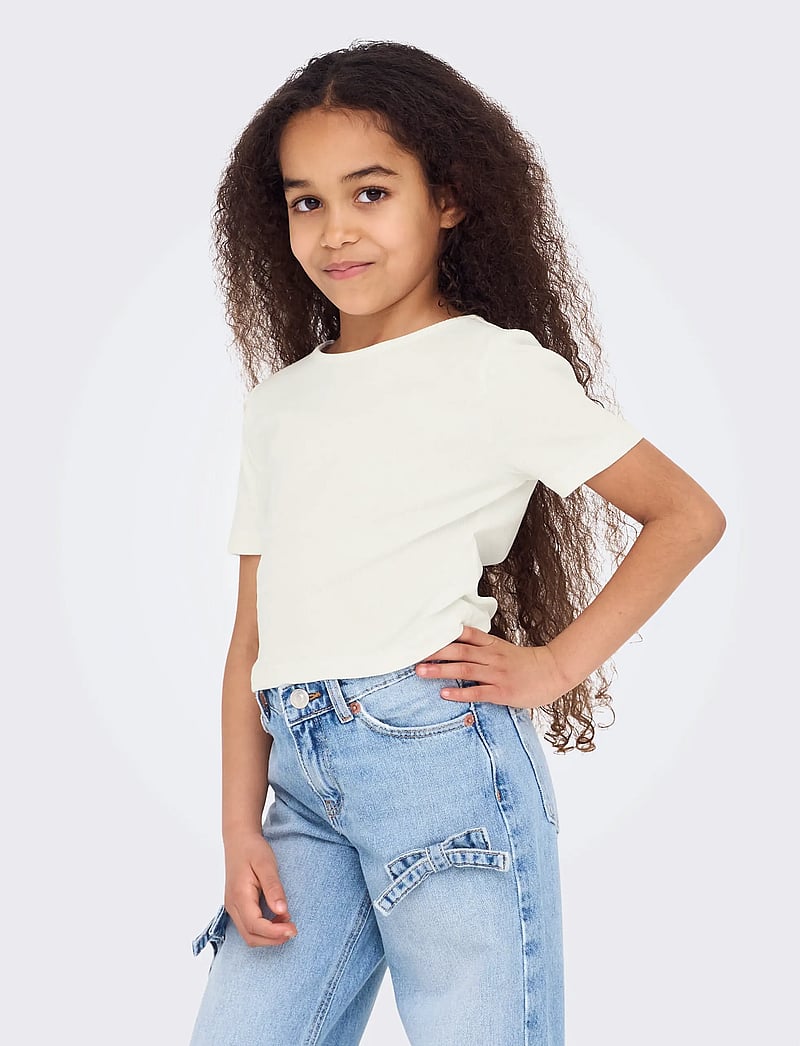 Kids Only - KOGRENE LIFE S/S OPEN BACK TOP JRS - kurzärmelige - cloud dancer - 0