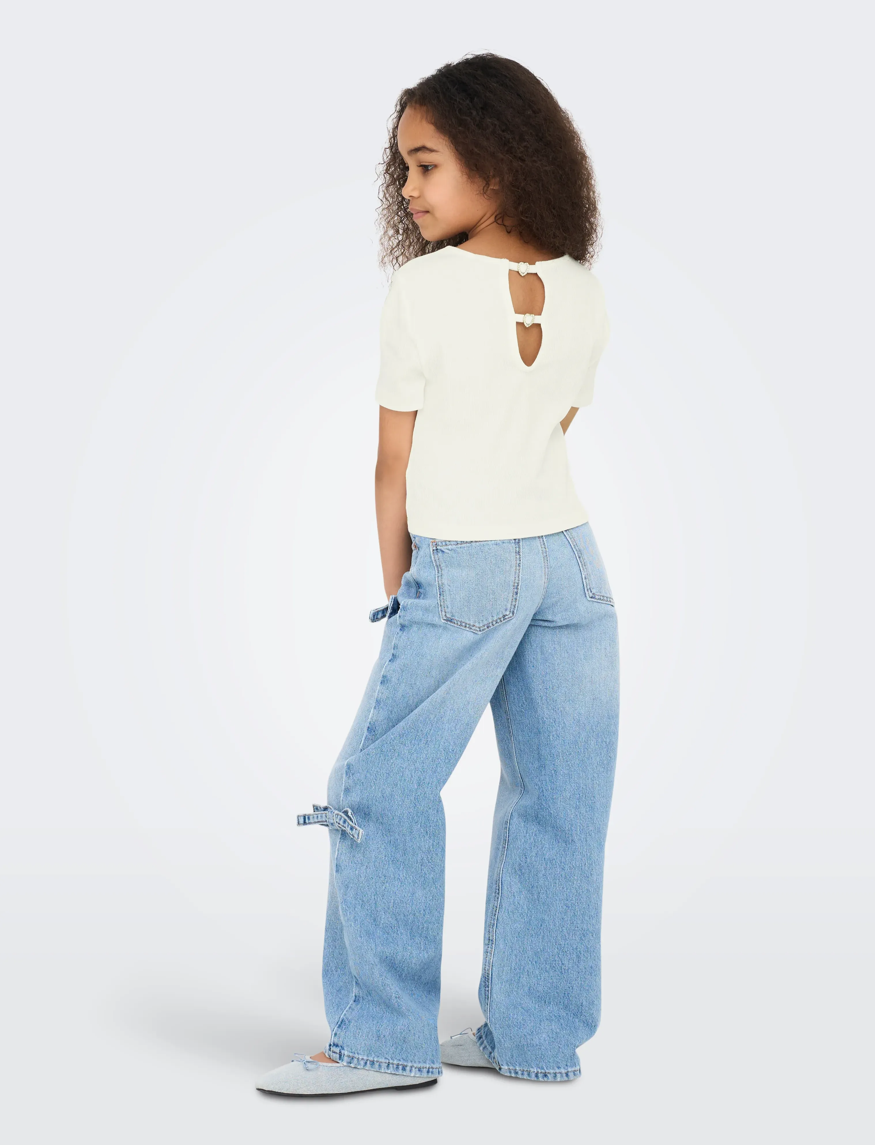 Kids Only - KOGRENE LIFE S/S OPEN BACK TOP JRS - kurzärmelige - cloud dancer - 3