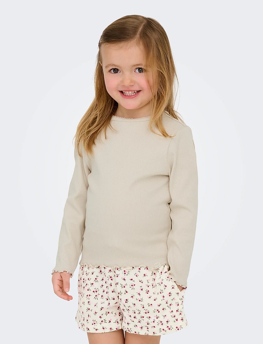 Kids Only - KMGTRINNY LIFE SLD LS ONECK TOP JRS NOOS - langærmede t-shirts - pumice stone - 0