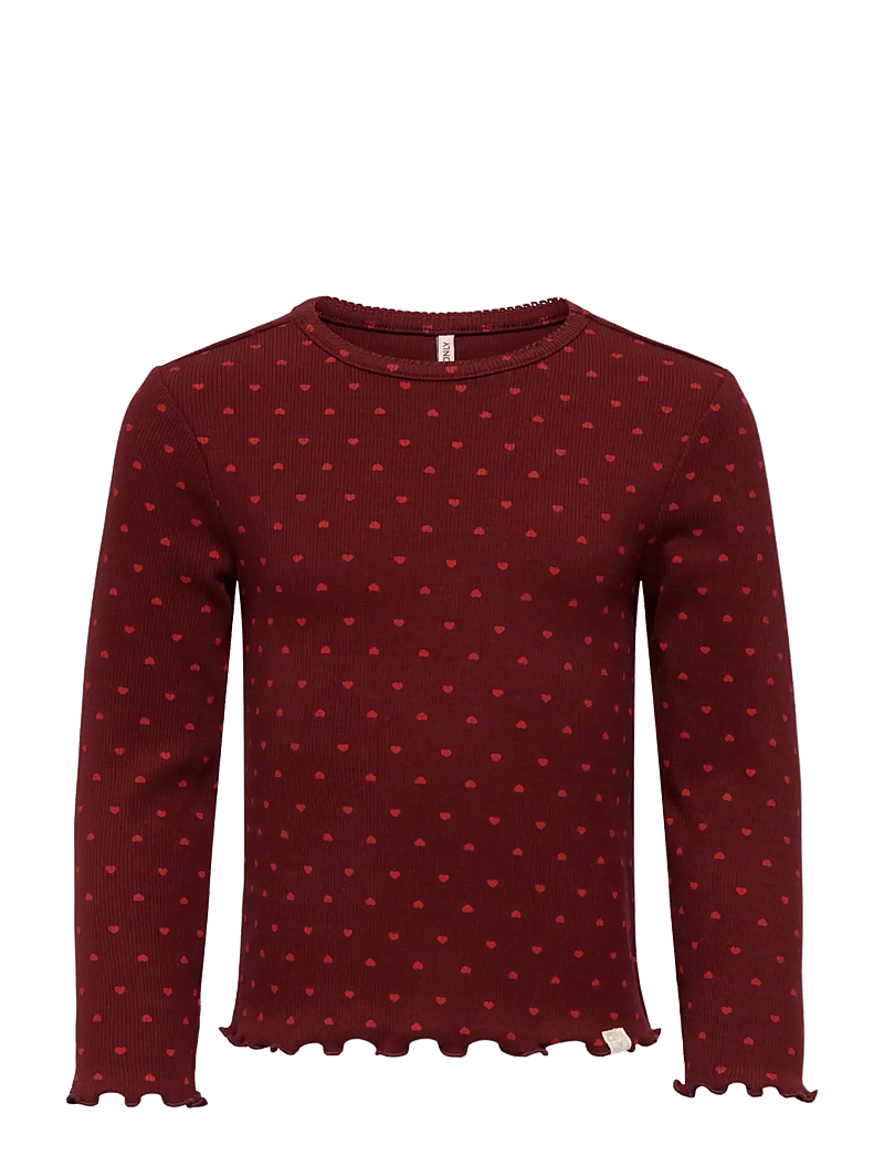 Kids Only - KMGTRINNY LIFE AOP LS O-NCK TOP JRS NOOS - langärmlige hemden - cabernet - 0