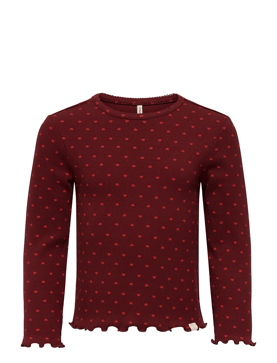 Kids Only - KMGTRINNY LIFE AOP LS O-NCK TOP JRS NOOS - langærmede t-shirts - cabernet - 0