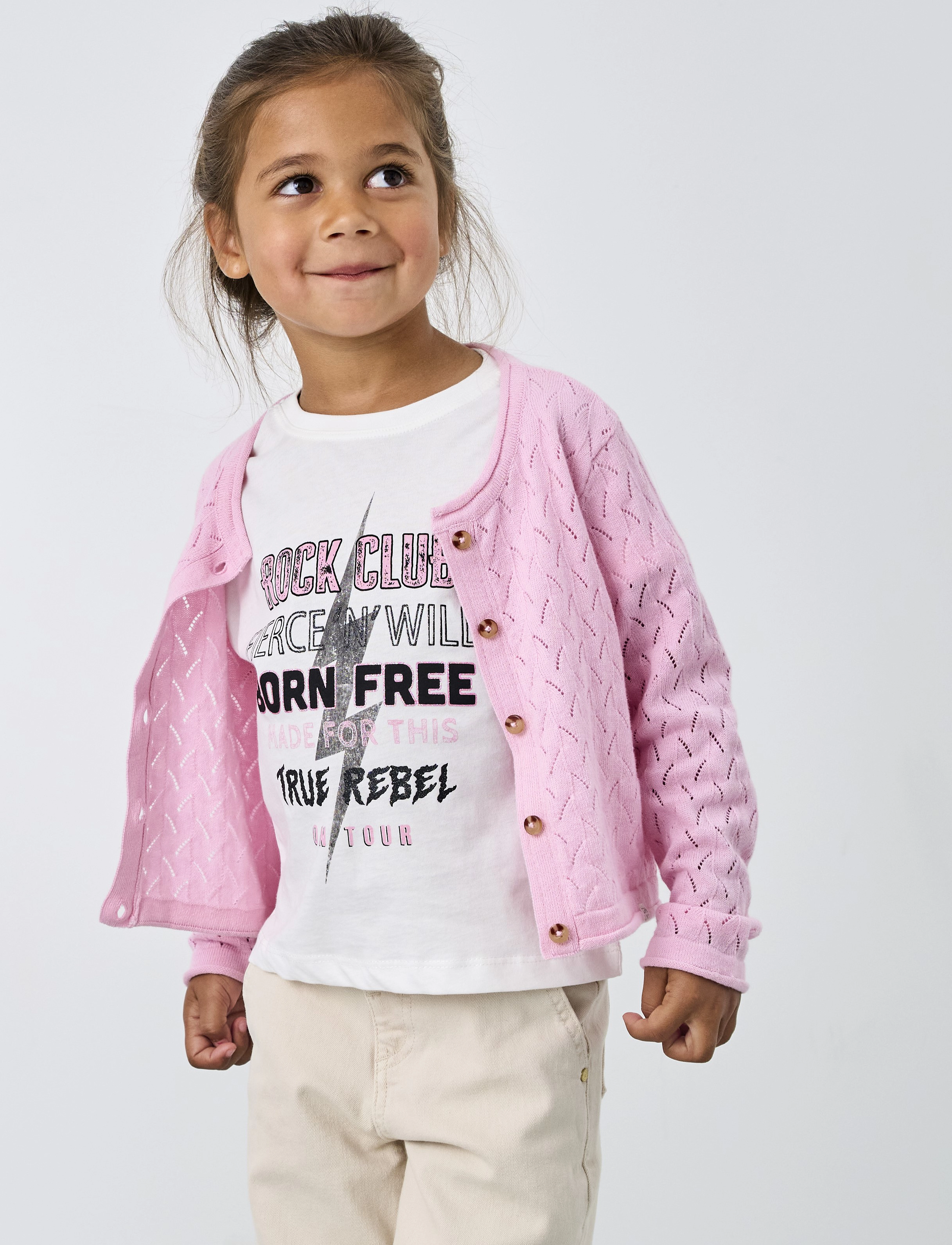 Kids Only Kmgmegan Life Ls Cardigan Knt Noos, 110, Knitwear, Rosa - Cardigans, Kinder