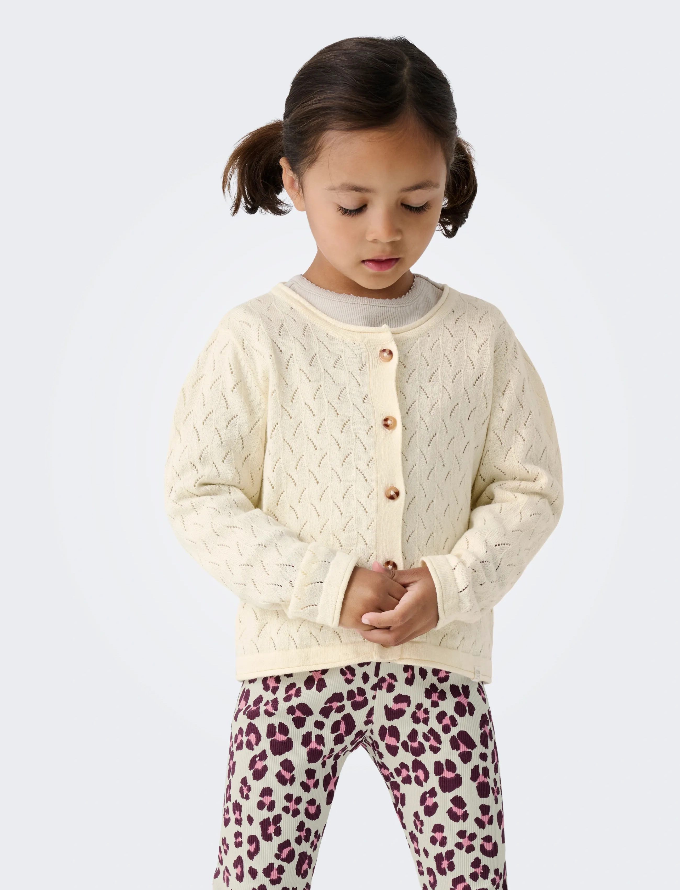 Kids Only Kmgmegan Life Ls Cardigan Knt Noos, 110, Knitwear, Creme - Cardigans, Kinder