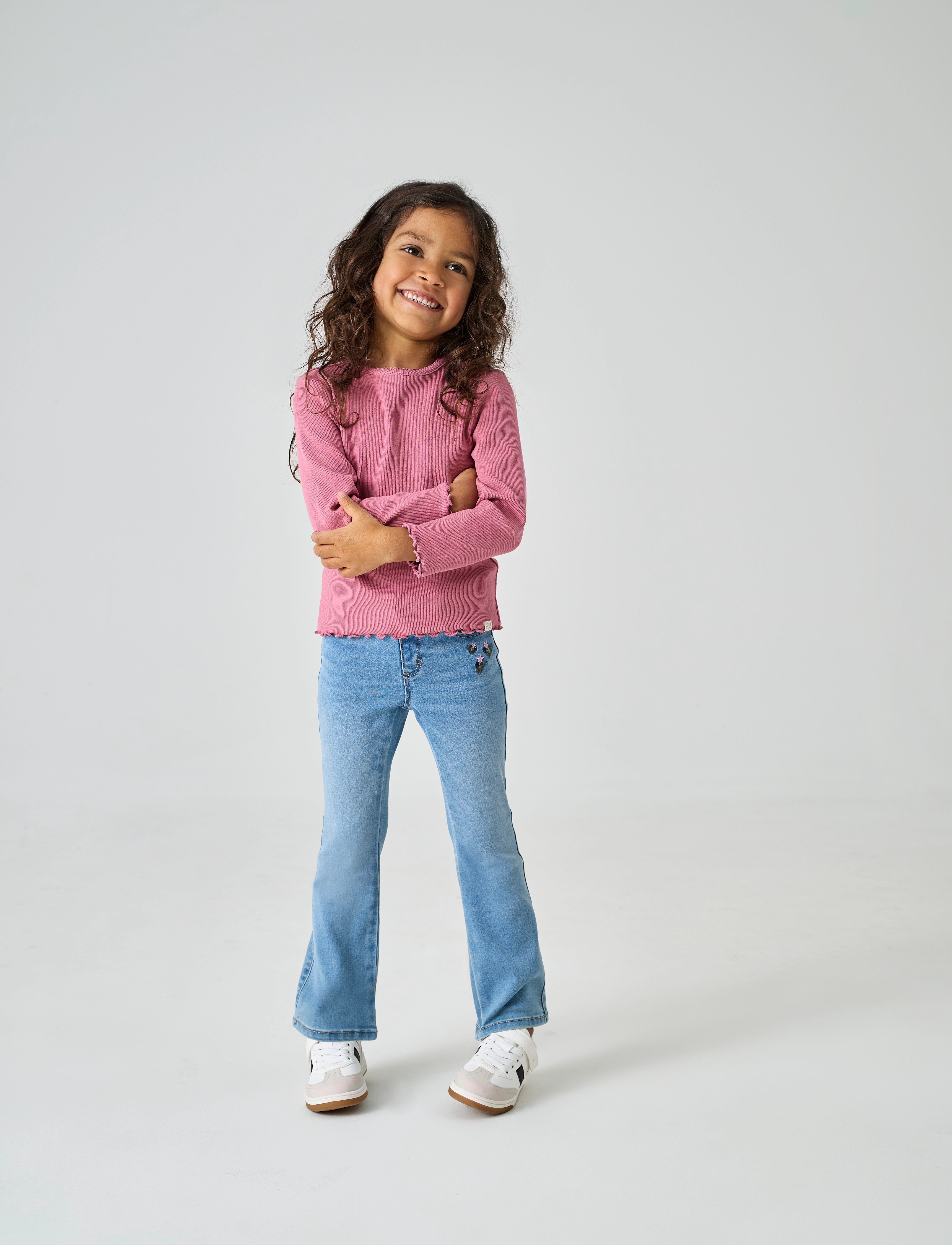 Kids Only Kmgroyal Flared Flower Jeans Noos, 98, Jeans, Blau - Regular Kinder