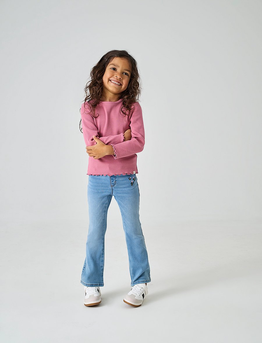 Kids Only - KMGROYAL FLARED FLOWER JEANS NOOS - Įprasto kirpimo džinsai - light blue denim - 0