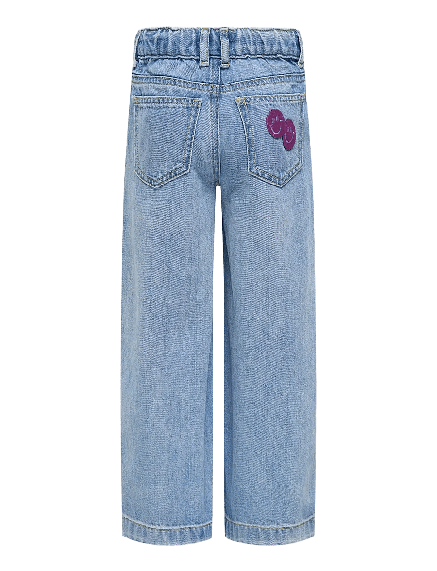 Kids Only - KMGCOMET SMILEY WIDE DNM NOOS - pantalons larges - light blue denim - 2
