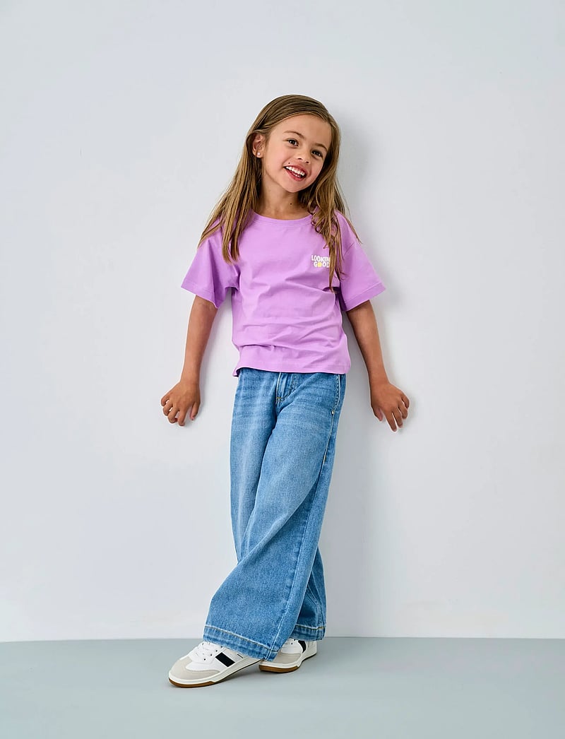 Kids Only - KMGCOMET SMILEY WIDE DNM NOOS - pantalons larges - light blue denim - 0