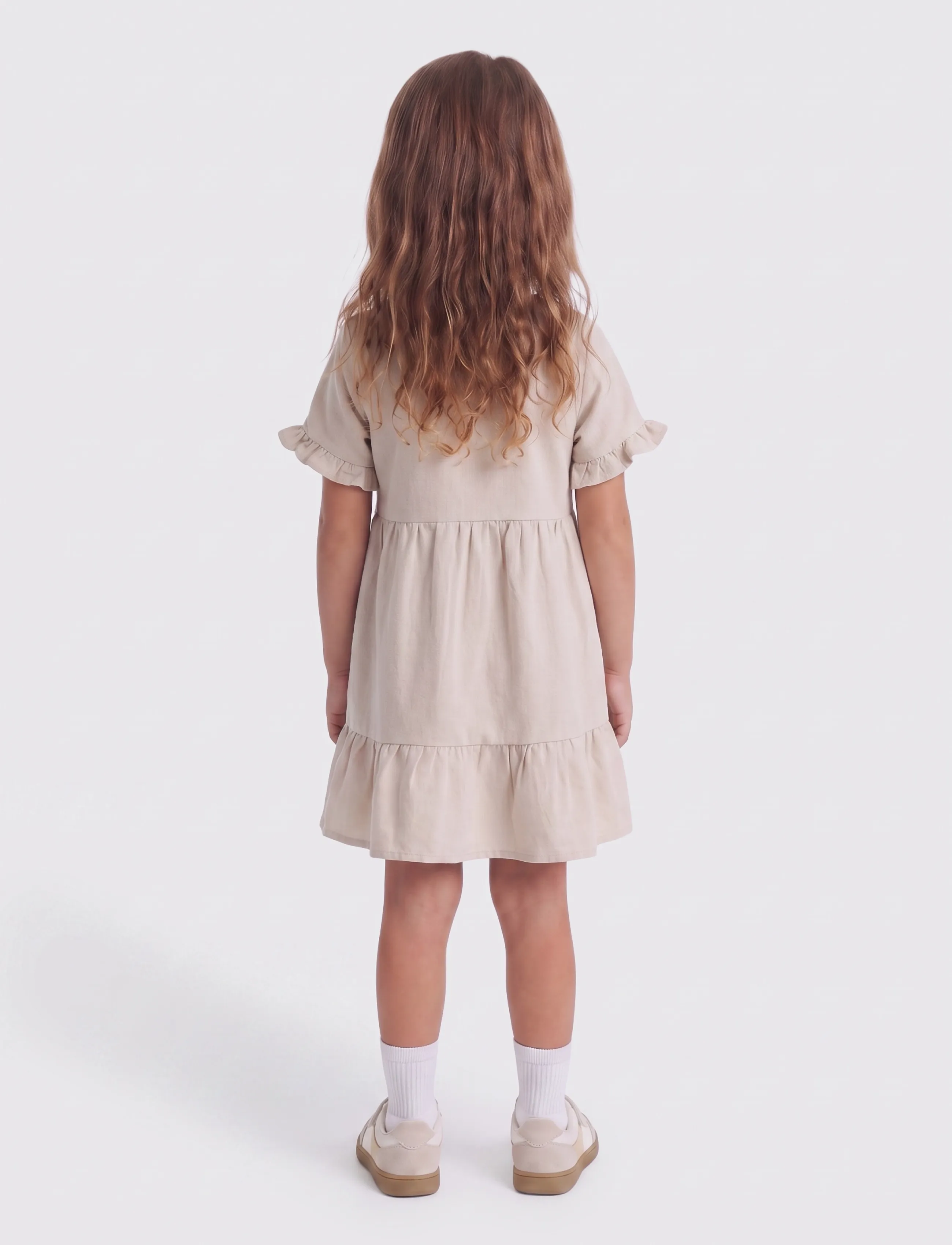 Kids Only - KMGANNABELL S/S LINEN DRESS PNT - kurzärmelige babykleider - pumice stone - 3