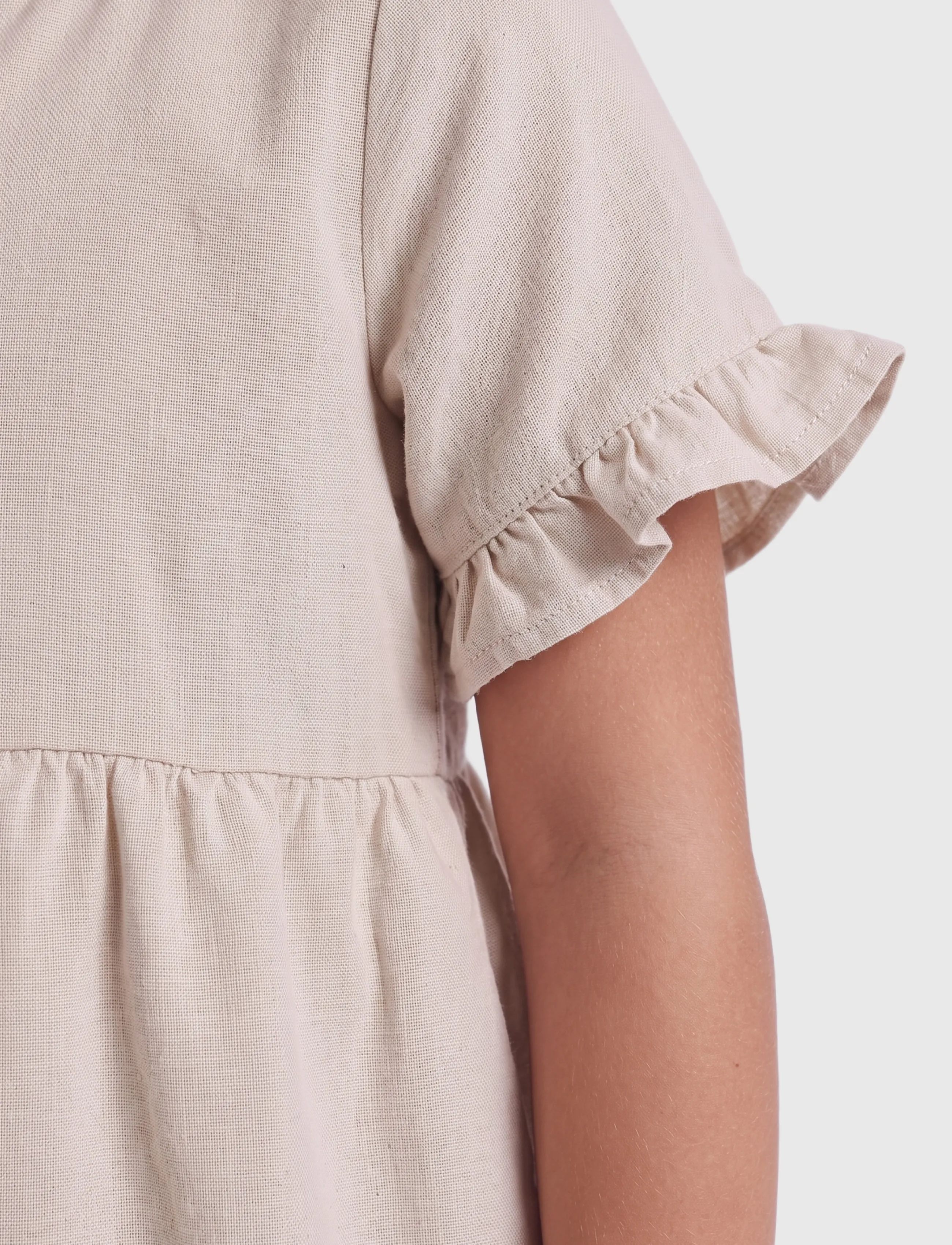 Kids Only - KMGANNABELL S/S LINEN DRESS PNT - kurzärmelige babykleider - pumice stone - 5