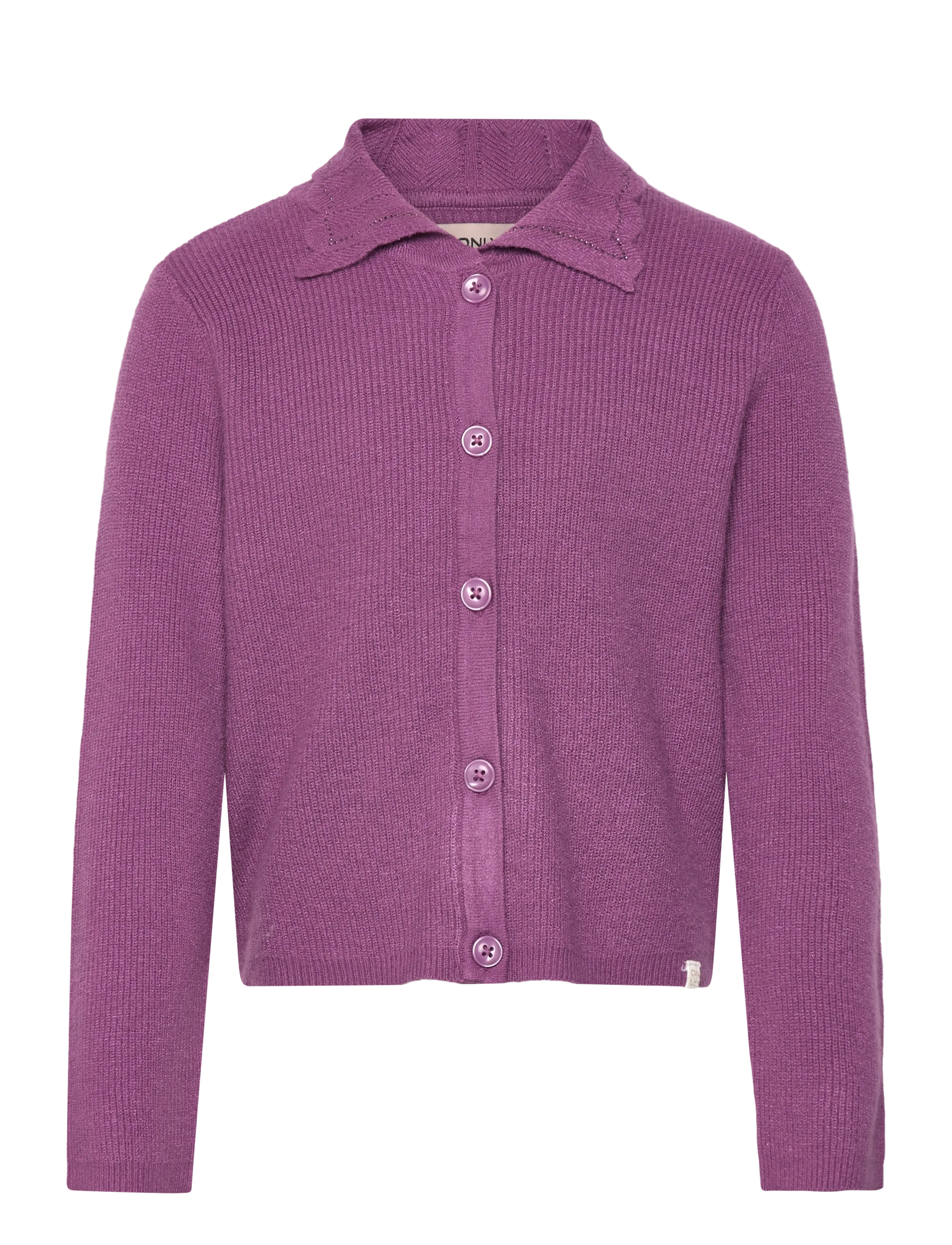 Kids Only Kmgkayakatia Life Ls Collar Cardigan Knt, 116, Knitwear, Lila - Cardigans, Kinder