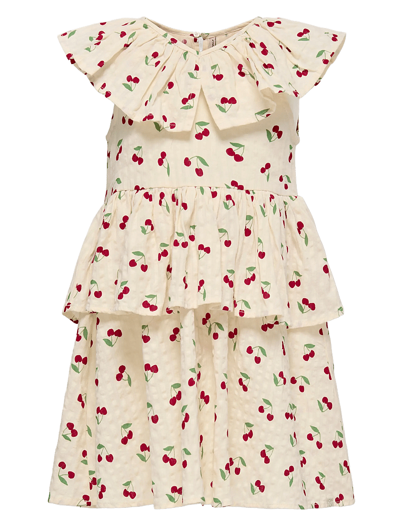 Kids Only - KMGCERISE S/L LAYERED DRESS AOP WVN - Ærmeløse hverdagskjoler - whitecap gray - 1