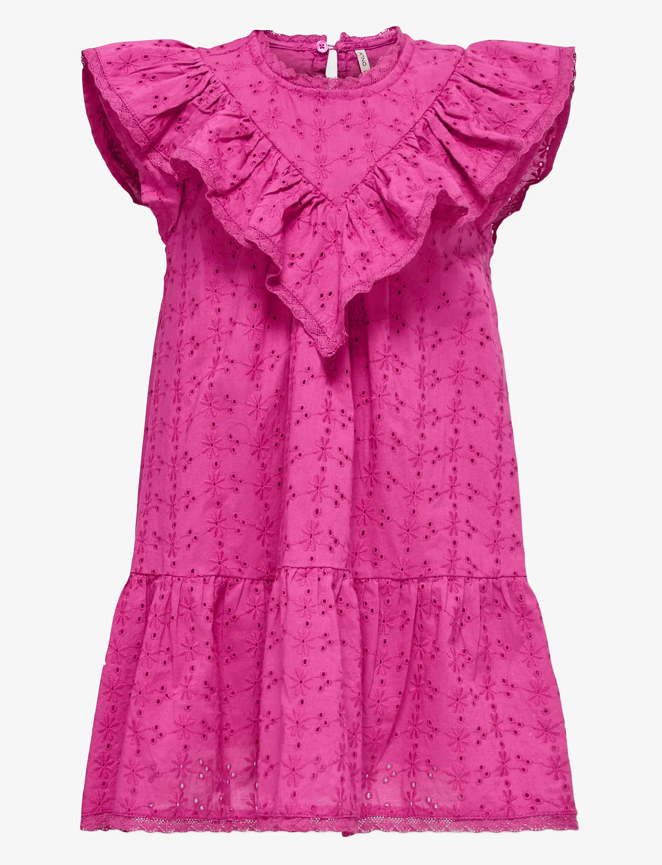 Kids Only - KMGMARGOT LIFE S/L EMBROIDERY DRESS WVN - Ärmlösa vardagsklänningar - fuchsia fedora - 0