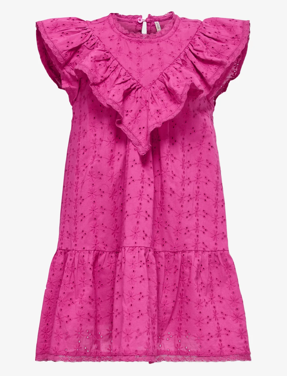 Kids Only - KMGMARGOT LIFE S/L EMBROIDERY DRESS WVN - varrukateta vabaaja kleidid - fuchsia fedora - 0