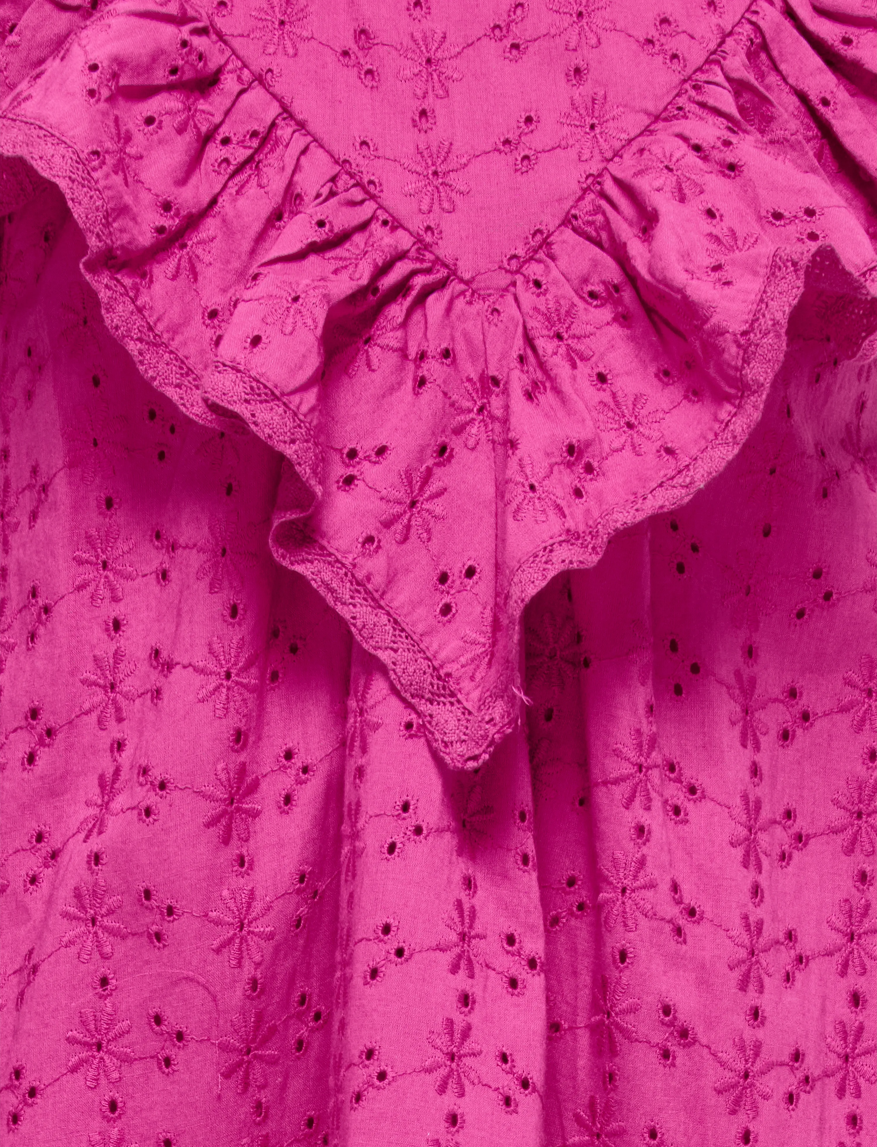 Kids Only - KMGMARGOT LIFE S/L EMBROIDERY DRESS WVN - fuchsia fedora - 2