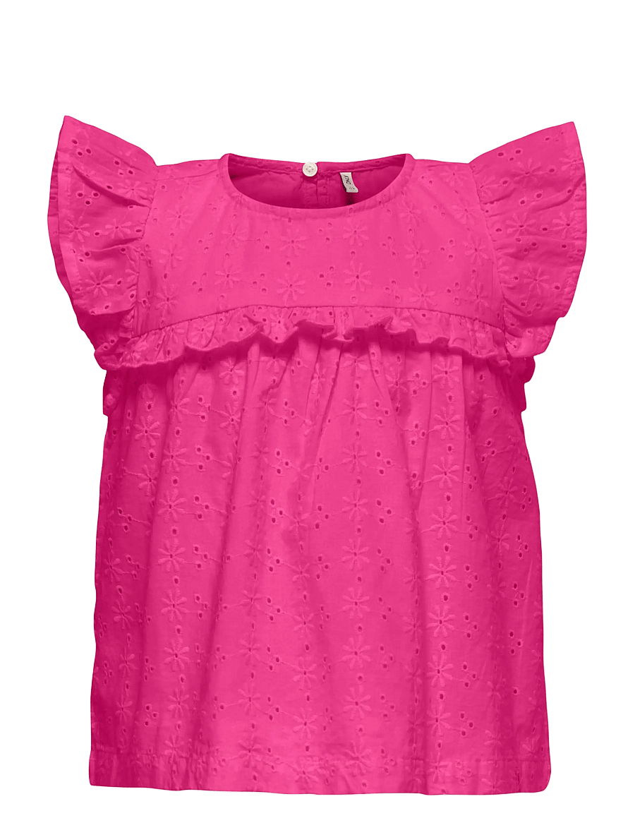 Kids Only - KMGMARGOT LIFE S/L EMBROIDERY TOP WVN - pluusid ja tuunikad - fuchsia fedora - 0