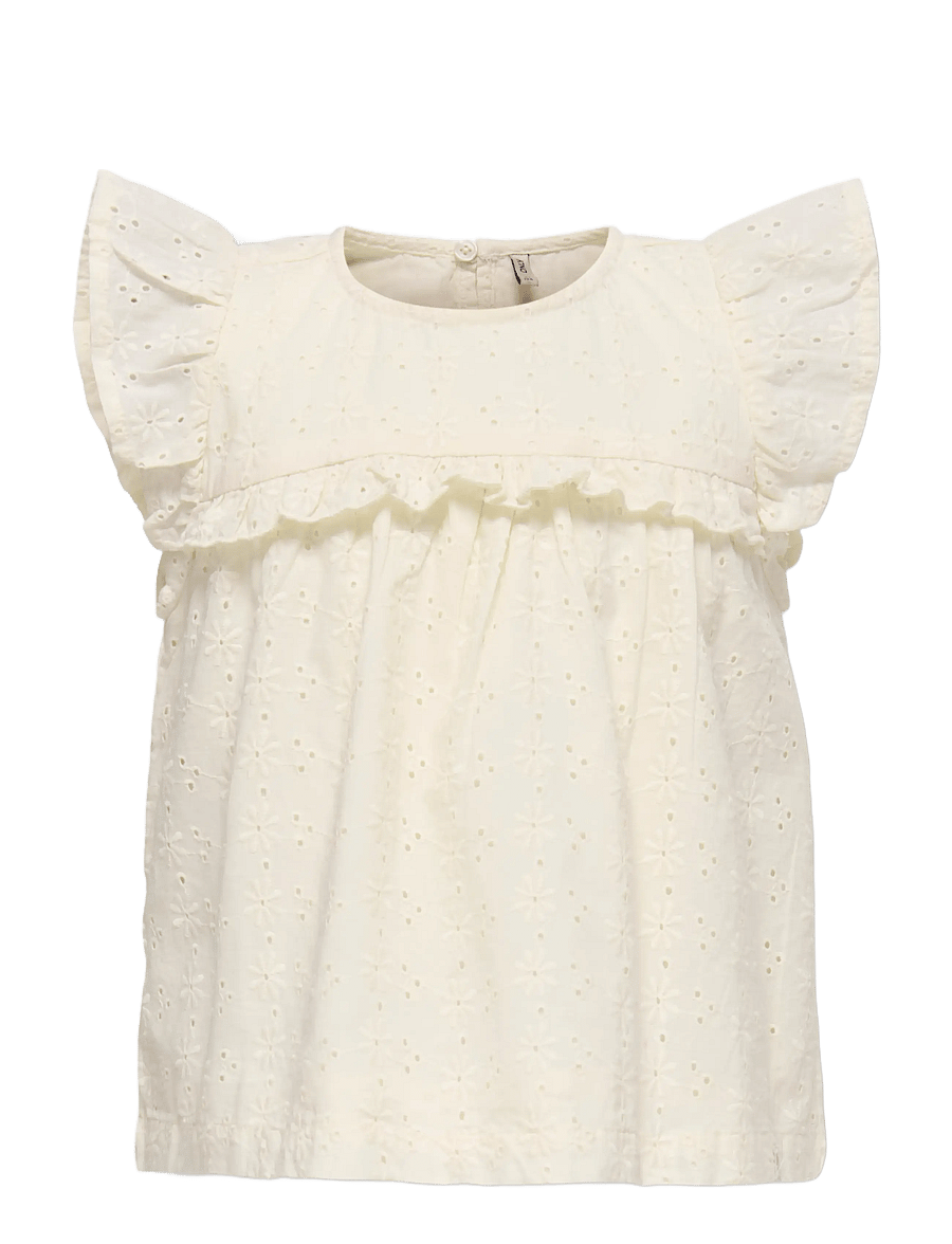 Kids Only - KMGMARGOT LIFE S/L EMBROIDERY TOP WVN - bluser & tunikaer - tofu - 1