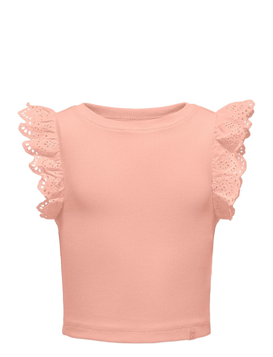 Kids Only - KMGDREA LIIFE S/L DETAIL-TOP JRS - linnen - salmon - 0
