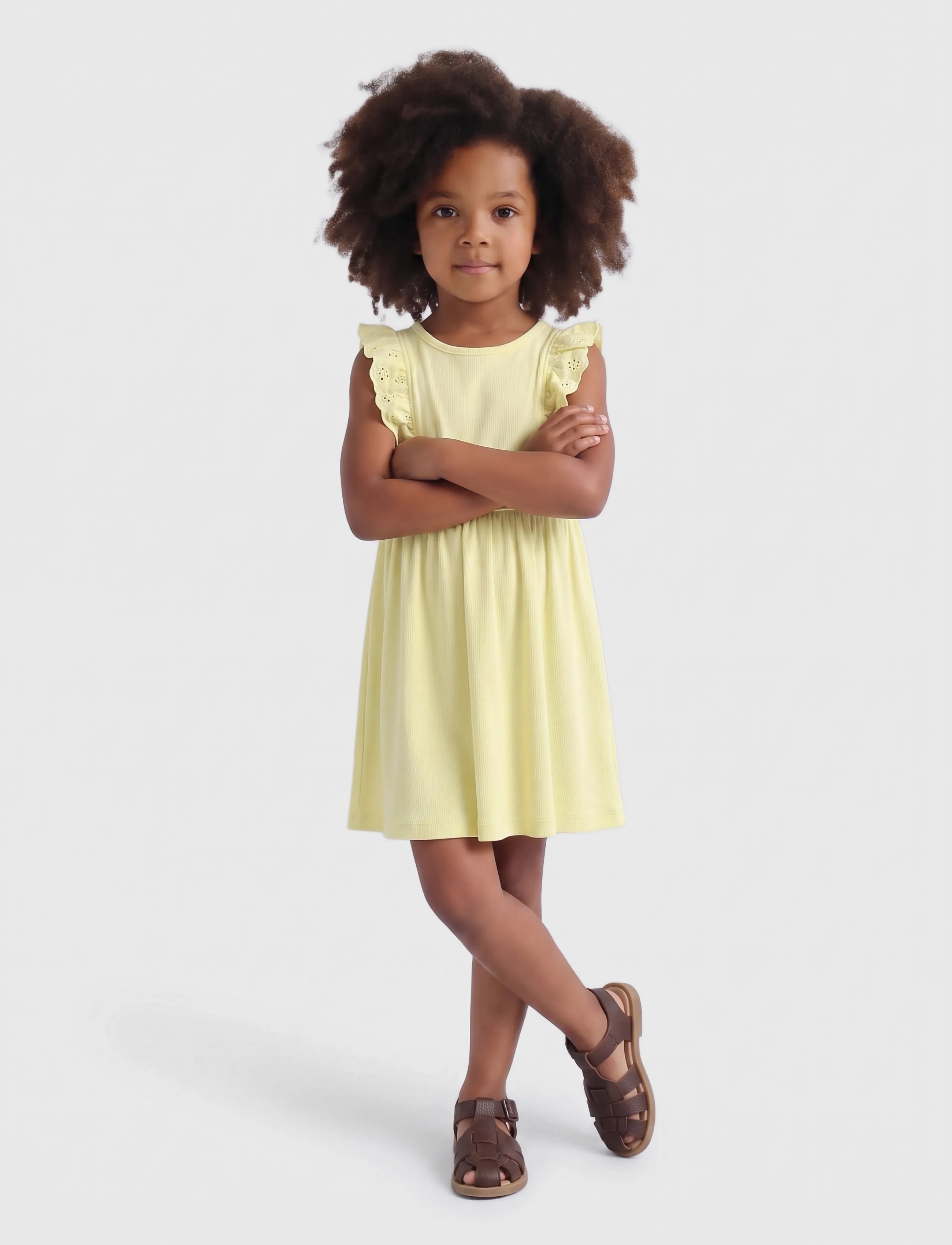 Kids Only KMGDREA S/S DETAIL DRESS JRS - Ärmellose Freizeitkleider - TENDER YELLOW / yellow