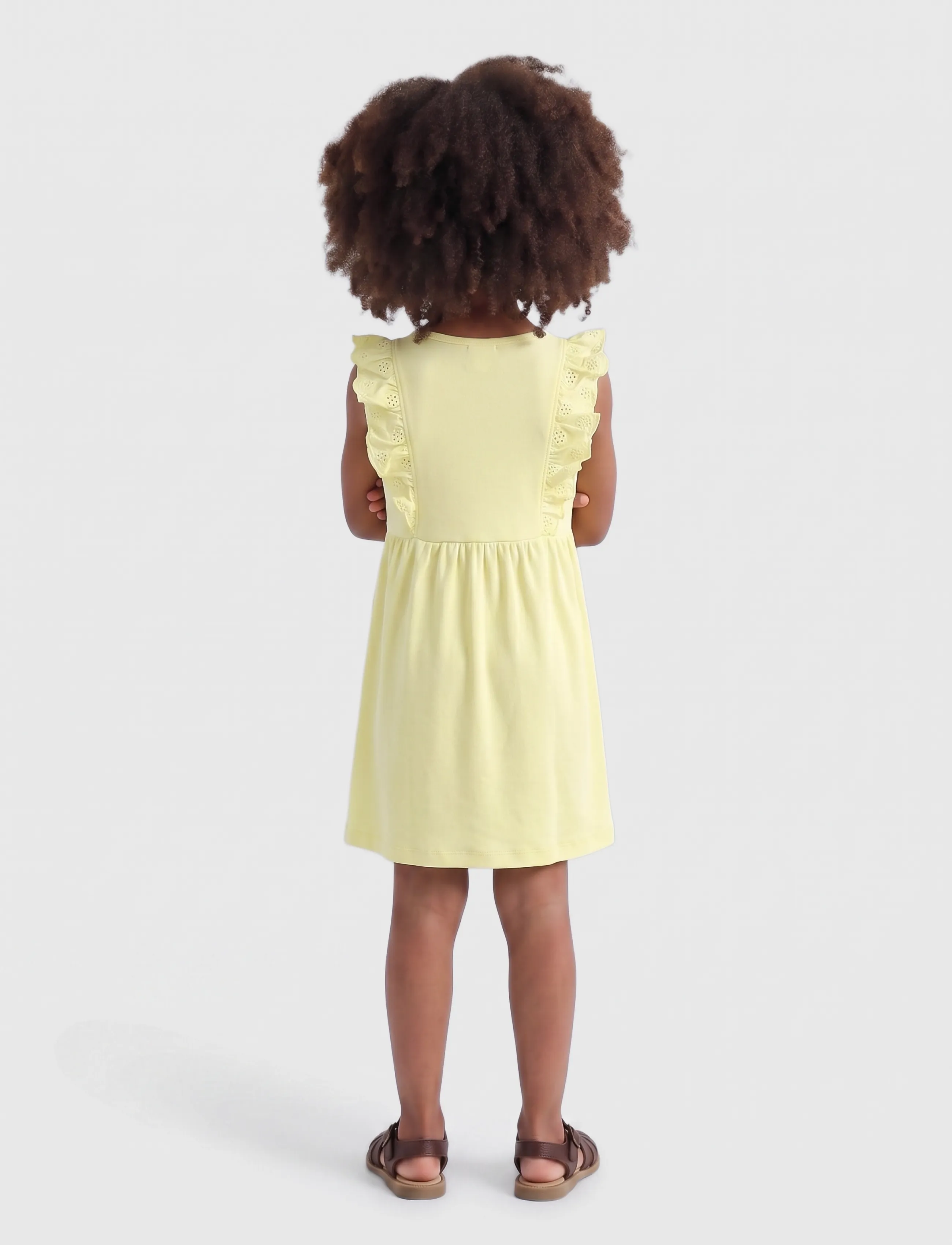 Kids Only - KMGDREA S/S DETAIL DRESS JRS - varrukateta vabaajakleidid - tender yellow - 3