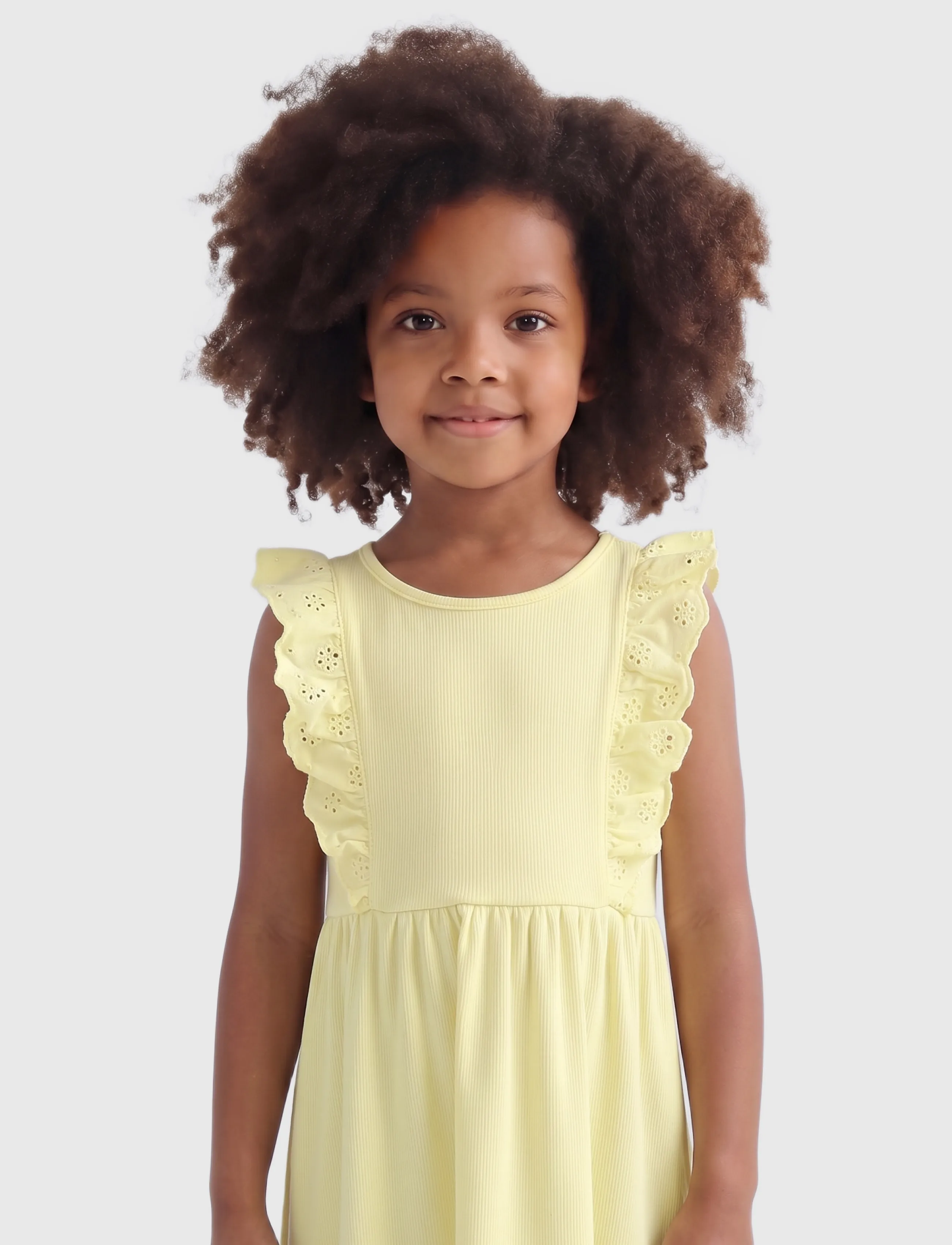 Kids Only - KMGDREA S/S DETAIL DRESS JRS - varrukateta vabaajakleidid - tender yellow - 5