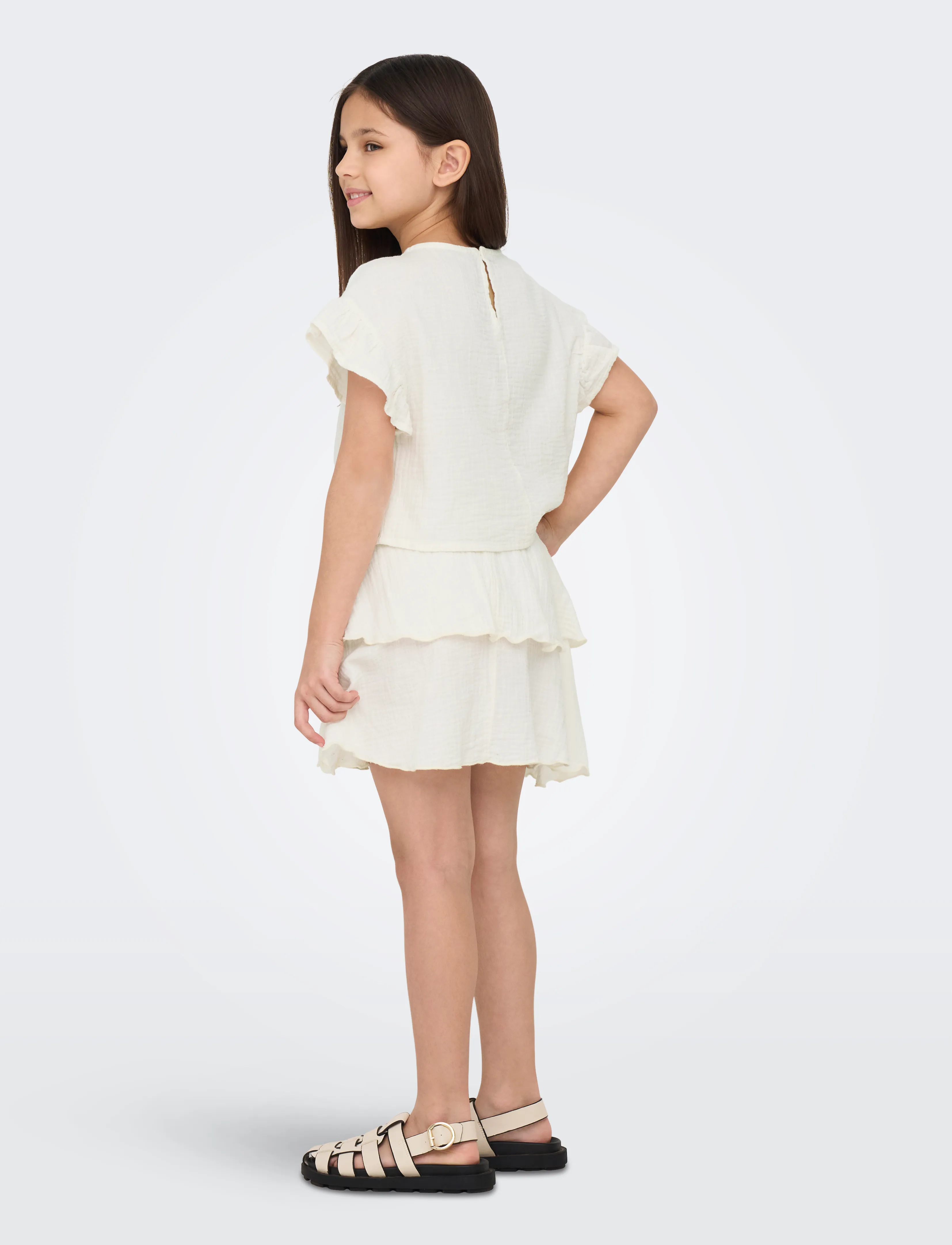 Kids Only - KOGTHYRA LIFE S/S CAPSLEEVE TOP WVN - blússur og kyrtlar - tofu - 3