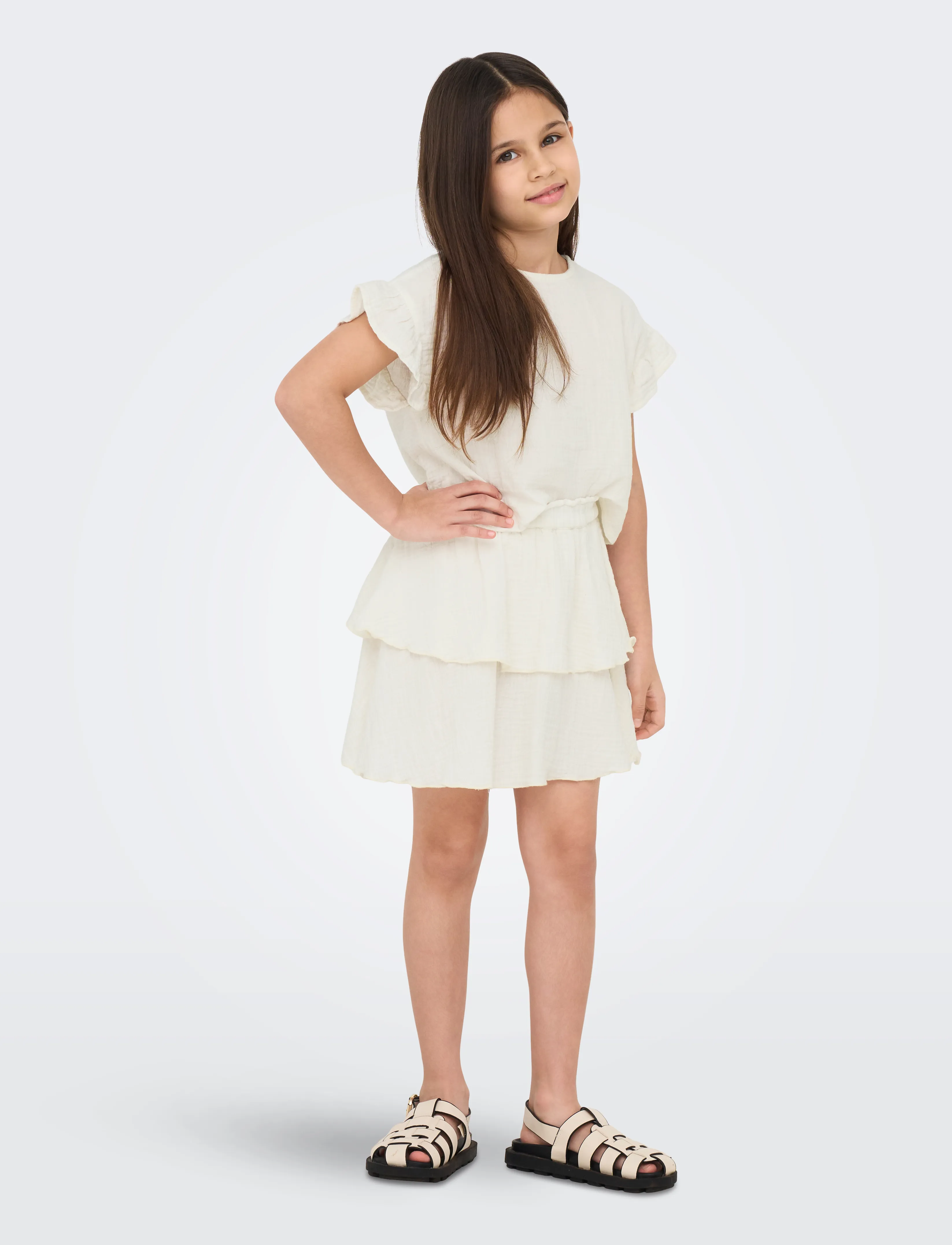 Kids Only - KOGTHYRA LIFE S/S CAPSLEEVE TOP WVN - blússur og kyrtlar - tofu - 5
