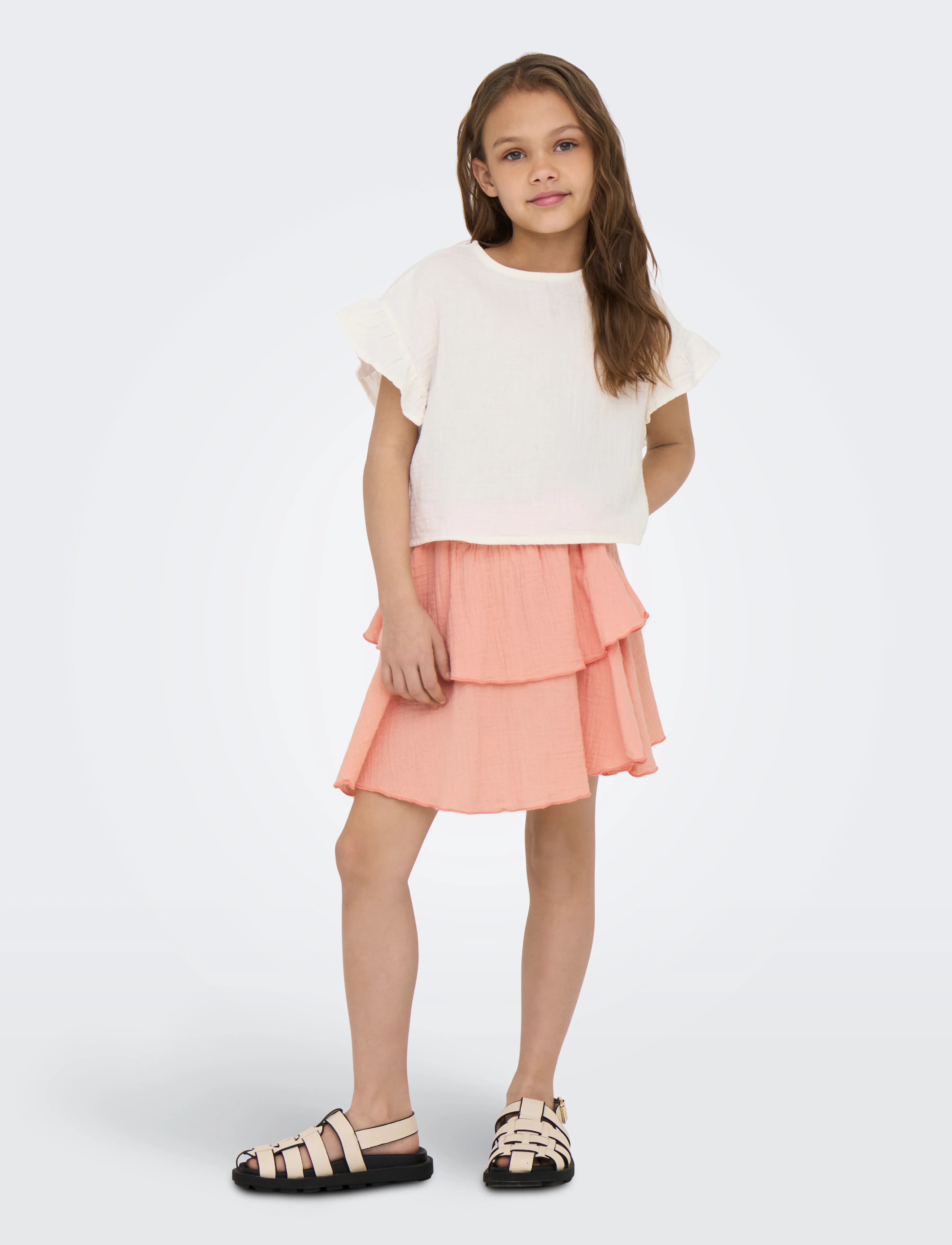 Kids Only KOGTHYRA LIFE LAYERED SKIRT WVN - Röcke - SALMON / coral