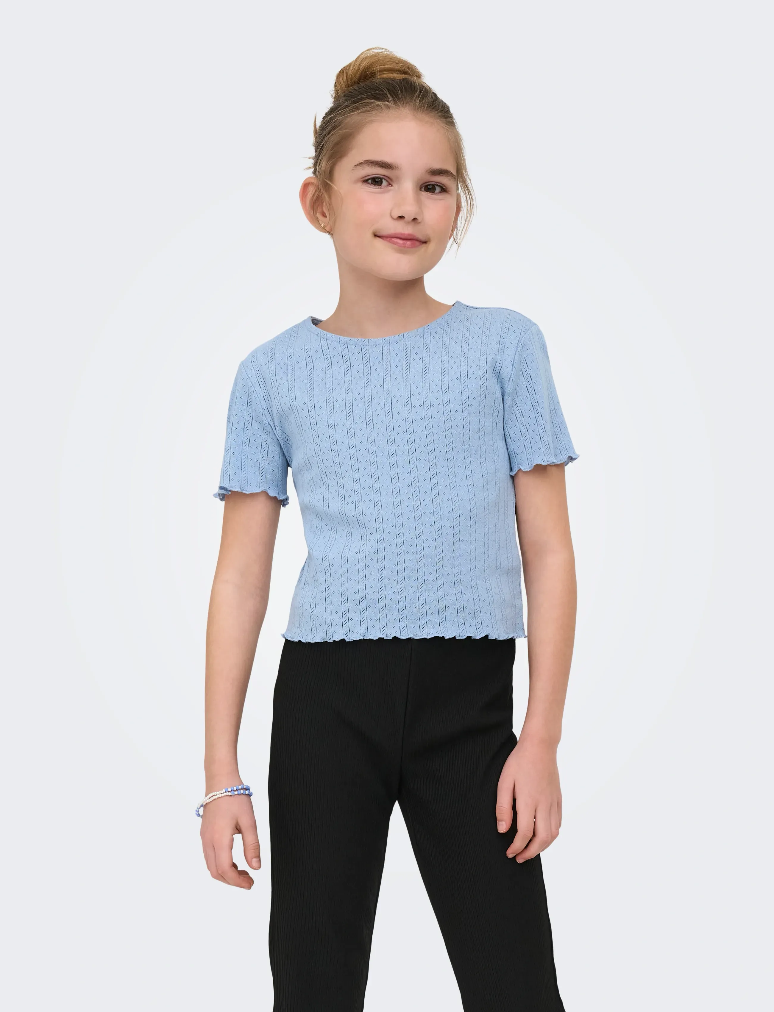 Kids Only KOGCARLOTTA LIFE S/S TOP JRS NOOS - Kurzärmelige - SOFT CHAMBRAY / blue