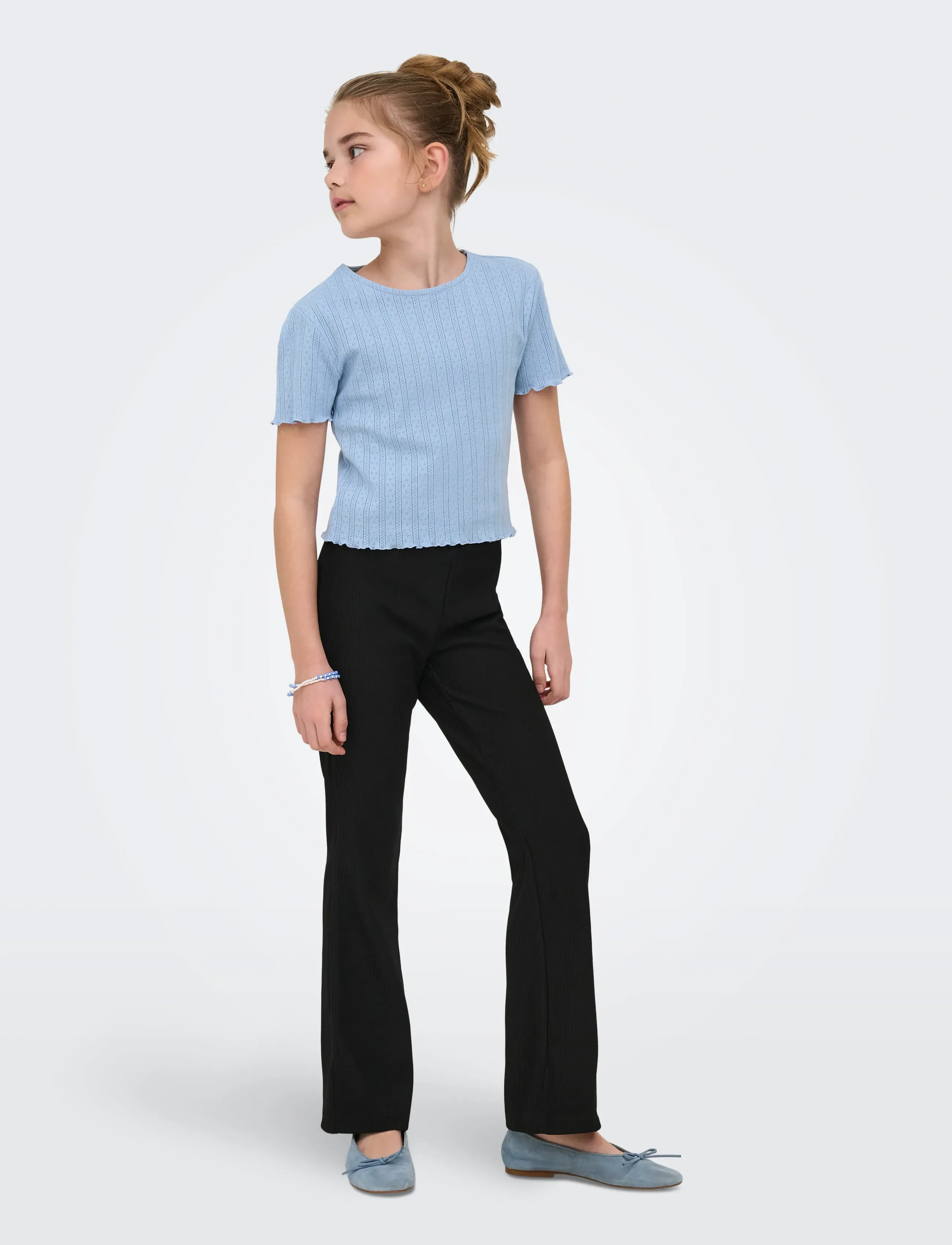 Kids Only - KOGCARLOTTA LIFE S/S TOP JRS NOOS - kortærmede t-shirts - soft chambray - 4