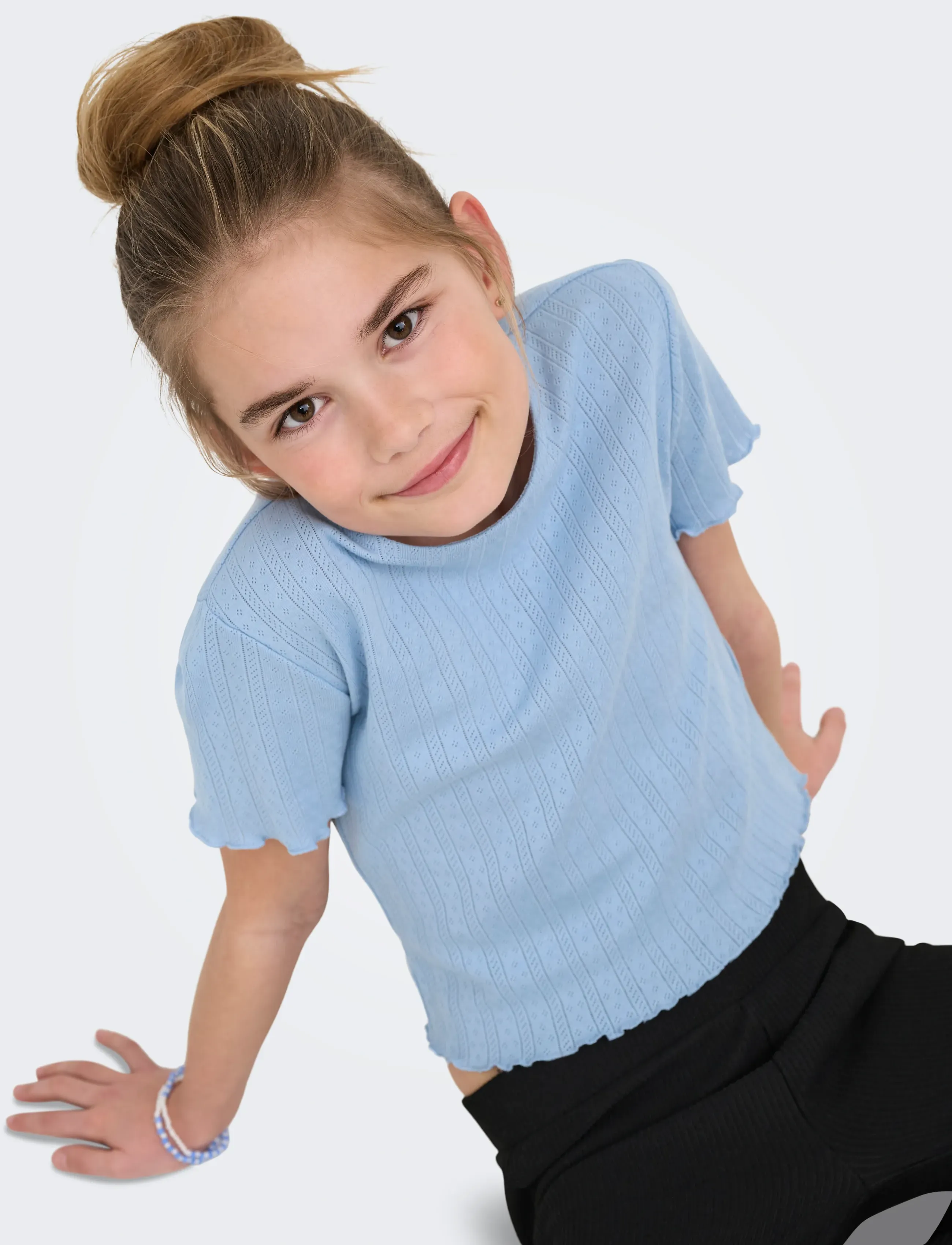 Kids Only - KOGCARLOTTA LIFE S/S TOP JRS NOOS - kortærmede t-shirts - soft chambray - 5