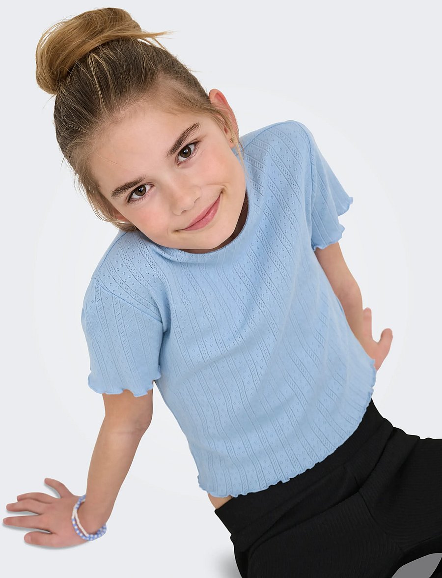 Kids Only - KOGCARLOTTA LIFE S/S TOP JRS NOOS - kortærmede t-shirts - soft chambray - 5