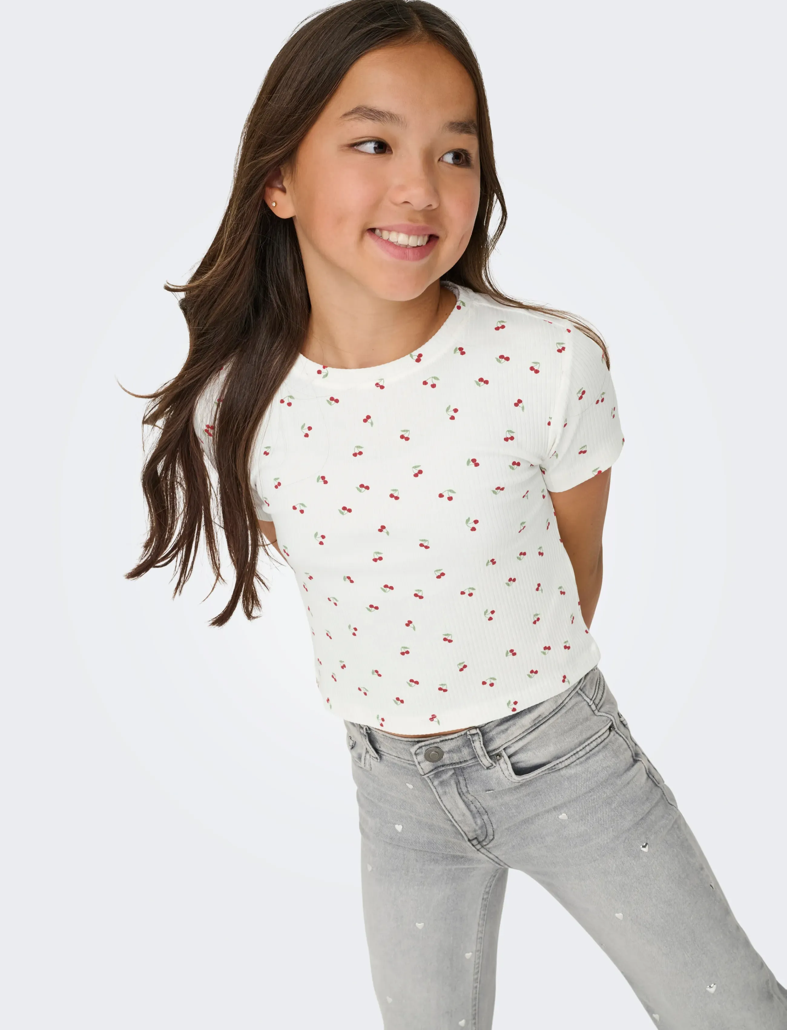 Kids Only - KOGBELLA LIFE SHORT AOP S/S TOP JRS NOOS - kurzärmelige - cloud dancer - 4