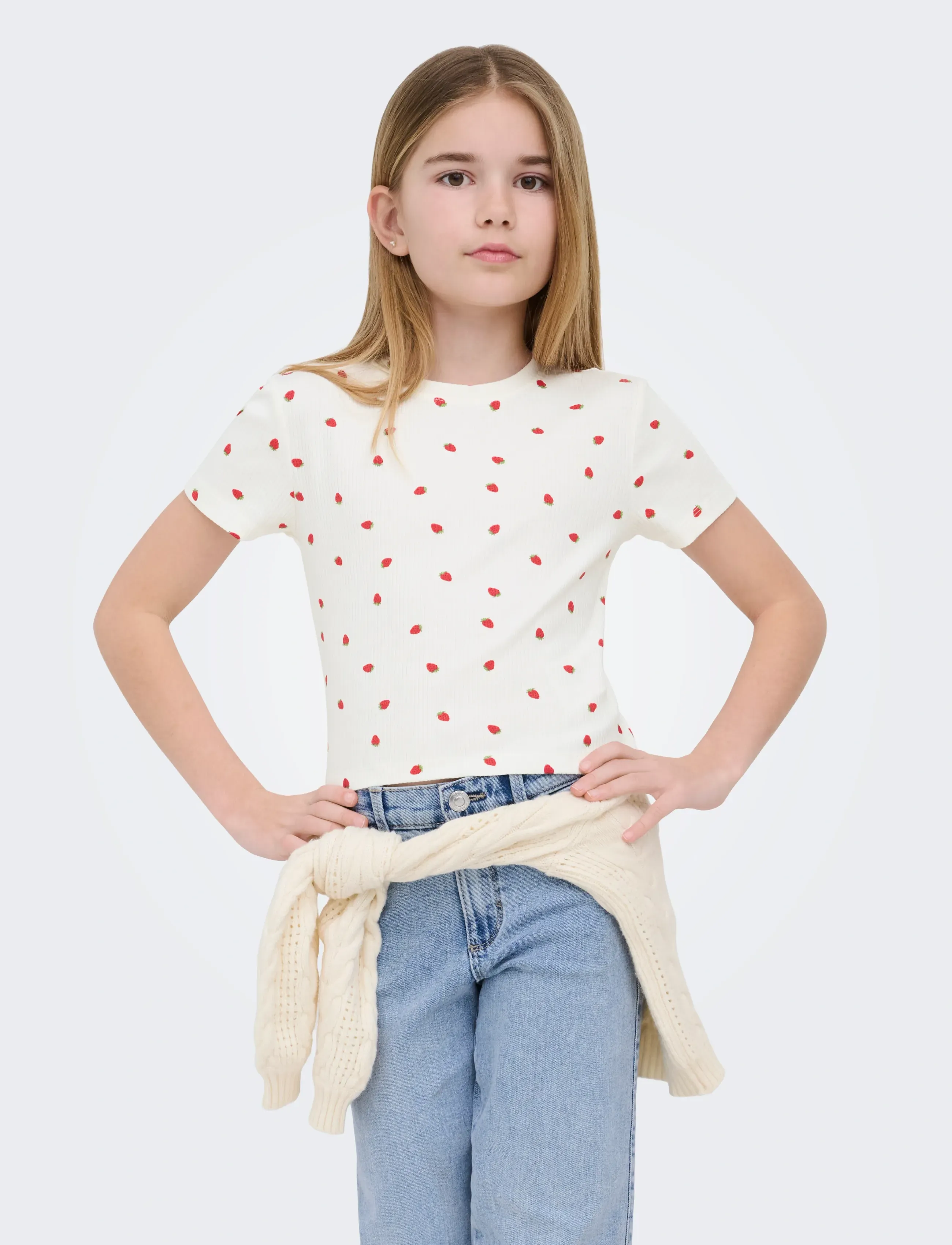 Kids Only KOGBELLA LIFE SHORT AOP S/S TOP JRS NOOS - Kortærmede T-shirts - CLOUD DANCER / white