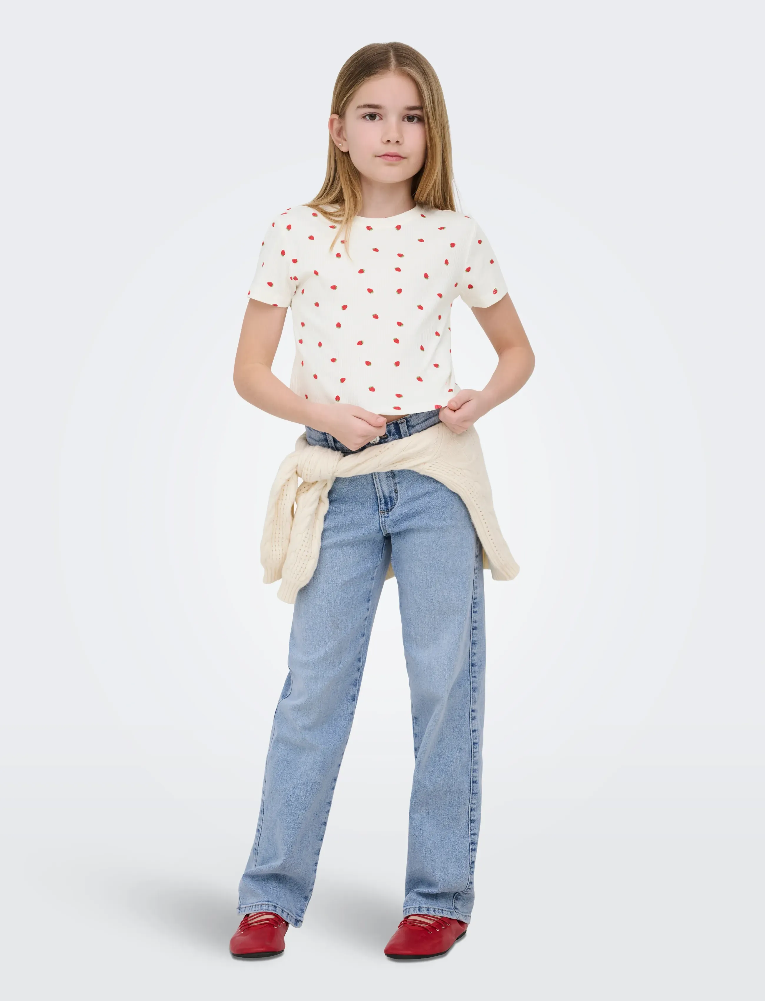 Kids Only - KOGBELLA LIFE SHORT AOP S/S TOP JRS NOOS - kortærmede t-shirts - cloud dancer - 4