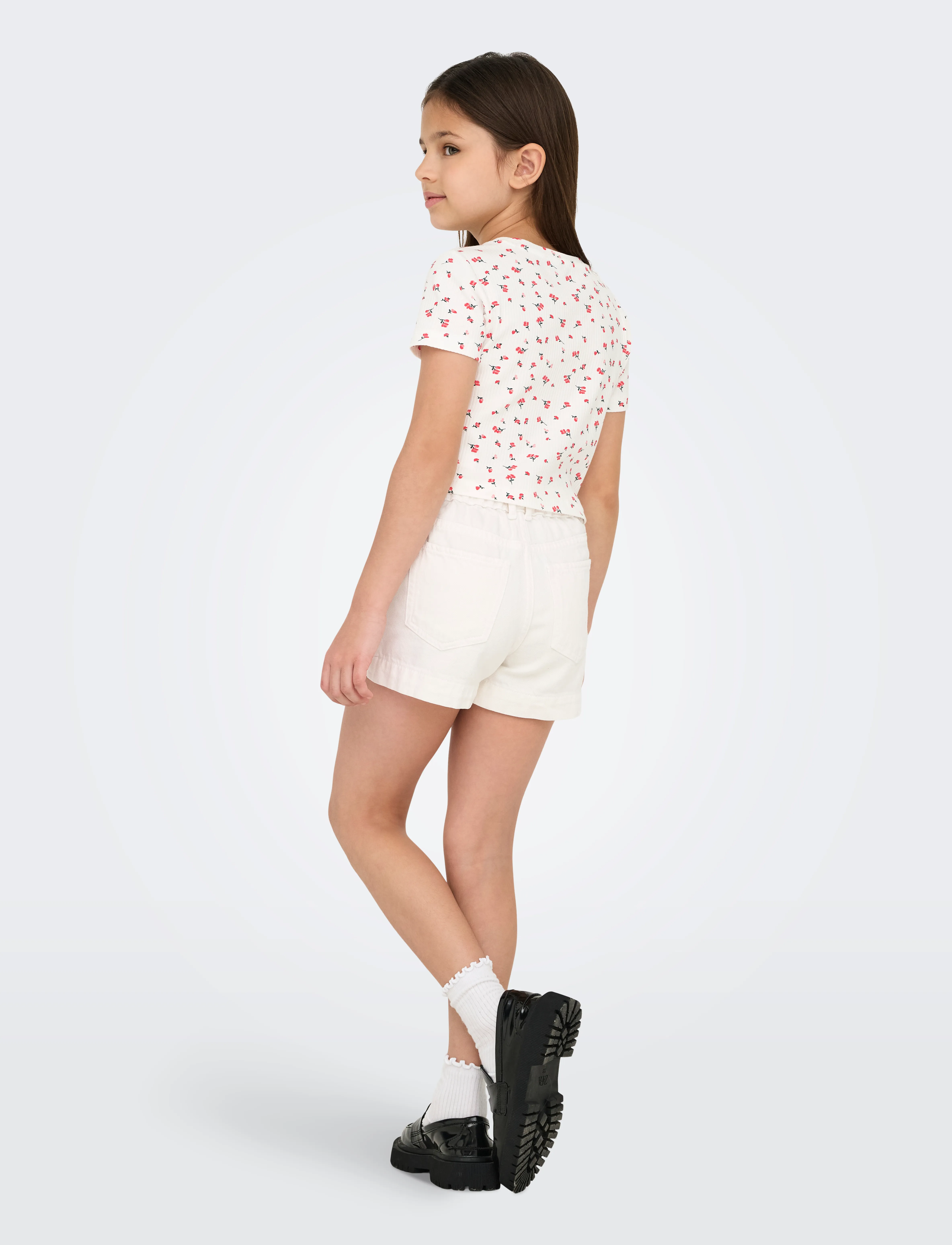 Kids Only Kogbella Life Short Aop S/S Top Jrs Noos, Børn, Kort Blomstret Kortærmet Top, Hvid, Str: 158-164