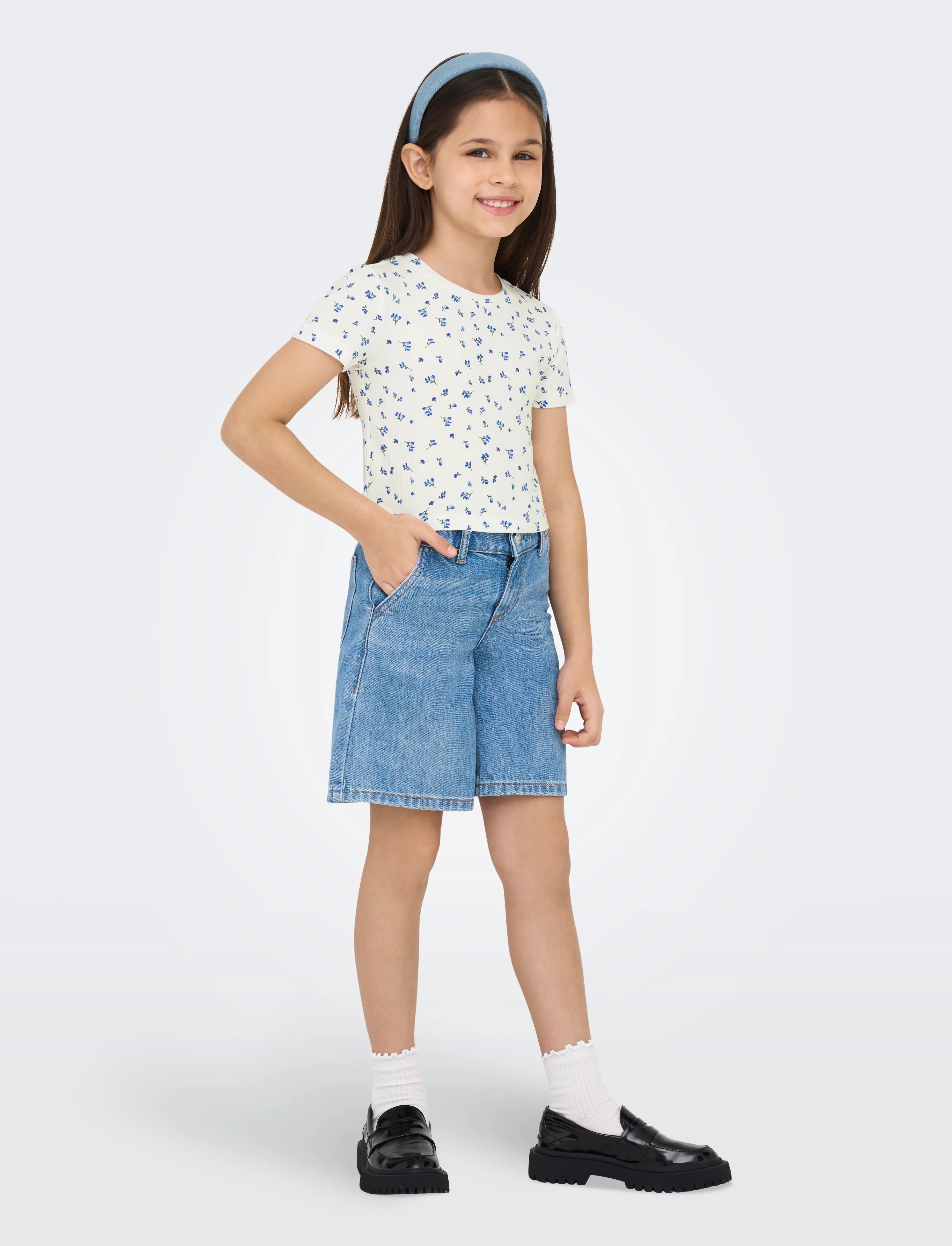Kids Only KOGBELLA LIFE SHORT AOP S/S TOP JRS NOOS - Kortærmede T-shirts - MAZARINE BLUE / white