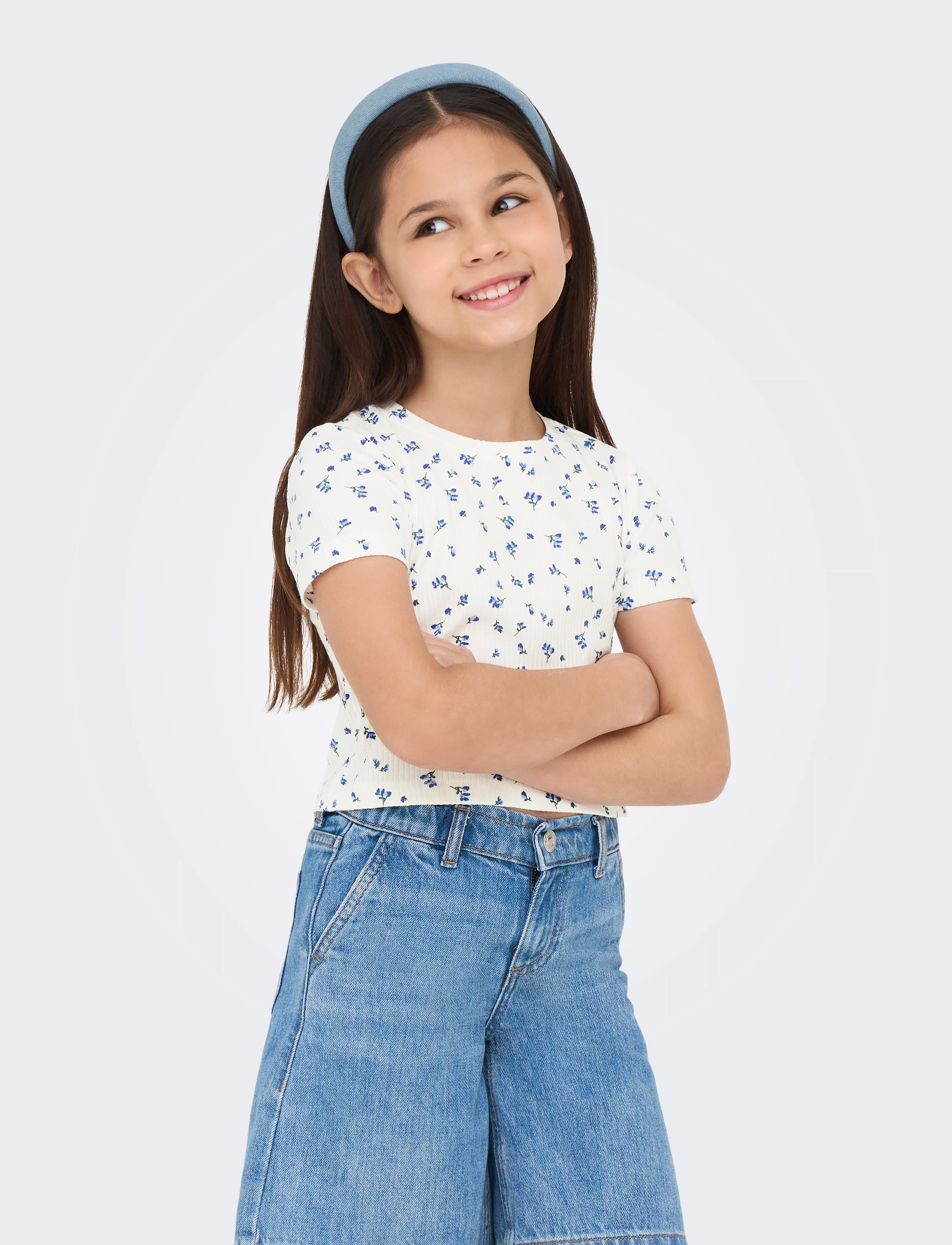 Kids Only - KOGBELLA LIFE SHORT AOP S/S TOP JRS NOOS - kortærmede t-shirts - mazarine blue - 5
