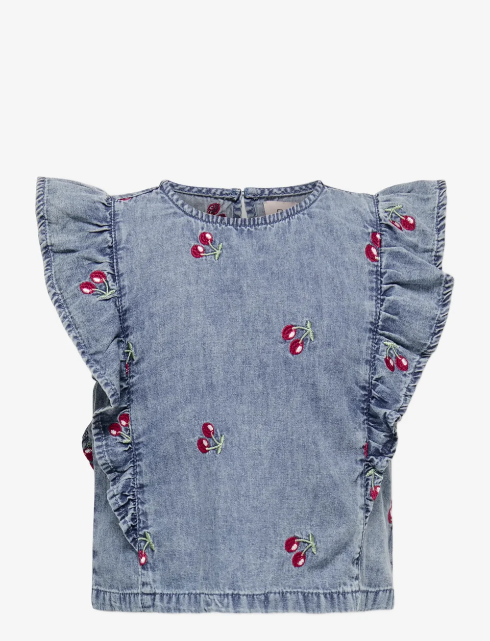 Kids Only - KMGDANDY FRILL CHERRY TOP DNM - blusen & tuniken - medium blue denim - 1