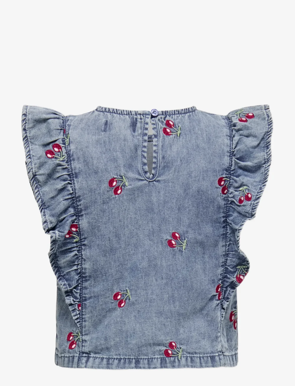 Kids Only - KMGDANDY FRILL CHERRY TOP DNM - blusen & tuniken - medium blue denim - 2