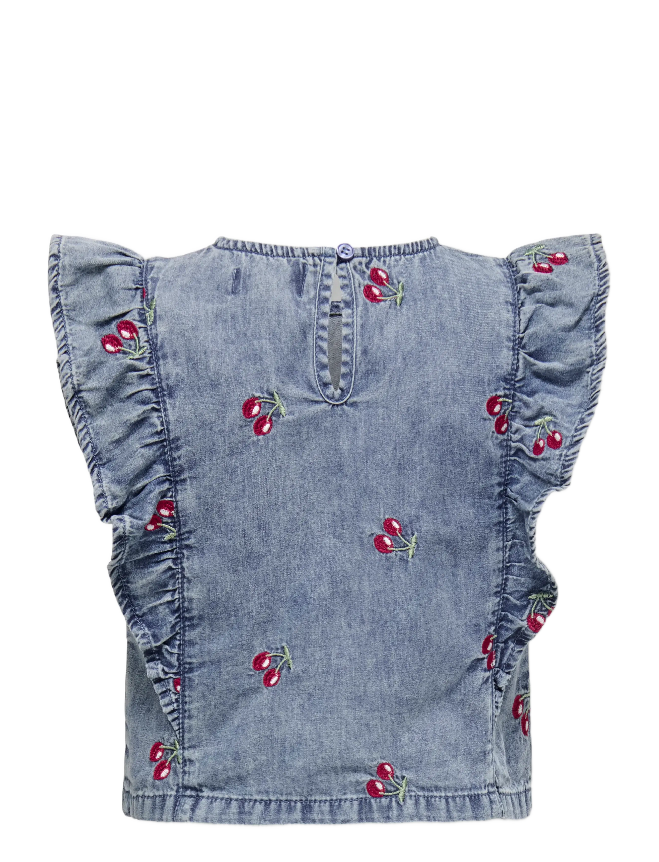 Kids Only - KMGDANDY FRILL CHERRY TOP DNM - medium blue denim - 2