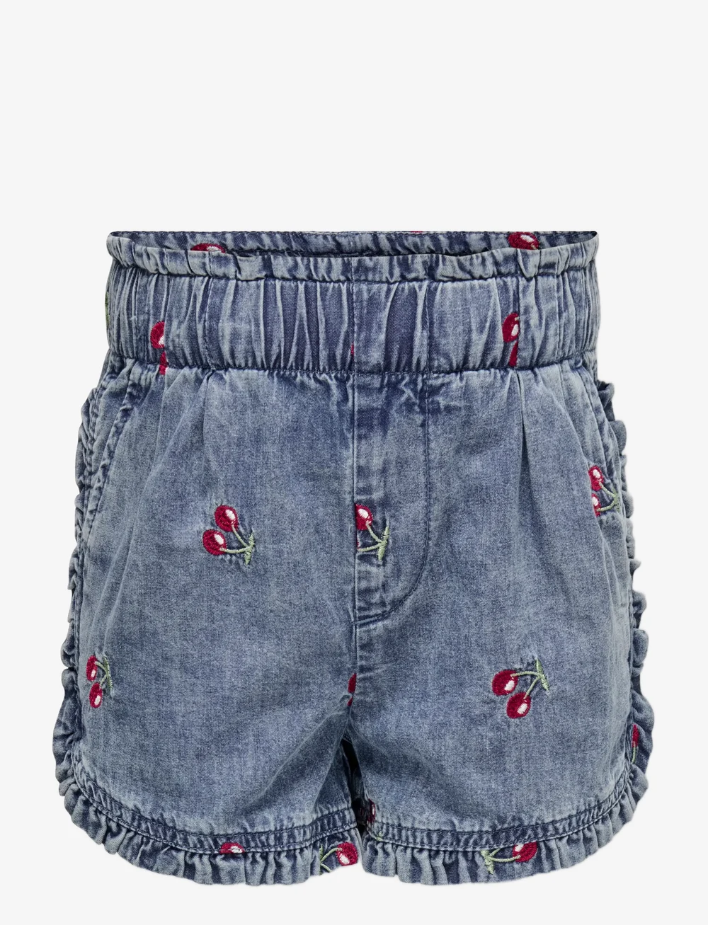 Kids Only - KMGDANDY CHERRY FRILL DNM SHORTS - denimshorts - medium blue denim - 1