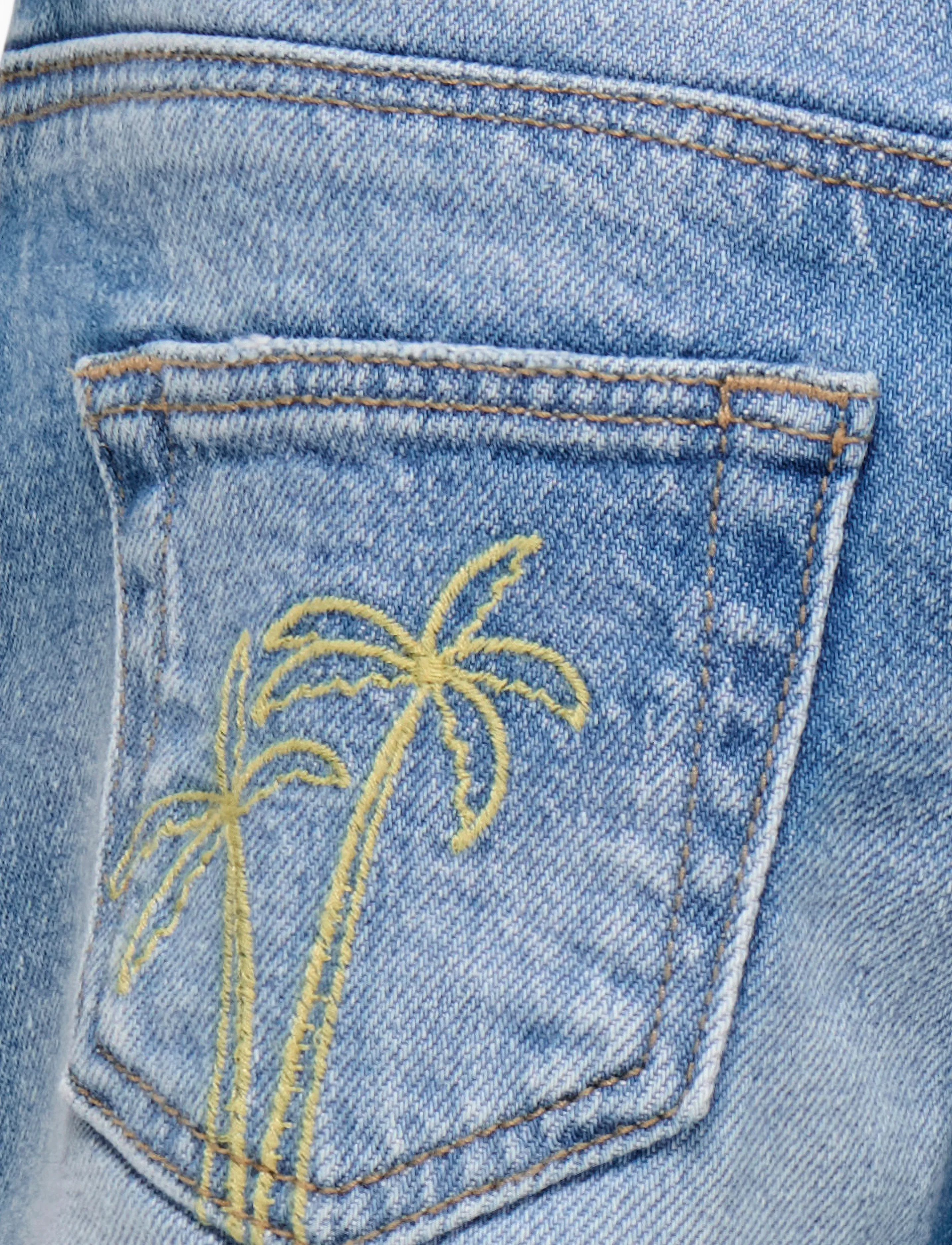 Kids Only - KMGROBYN EX VINTAGE PALM DNM SHORTS AZG - light blue denim - 4