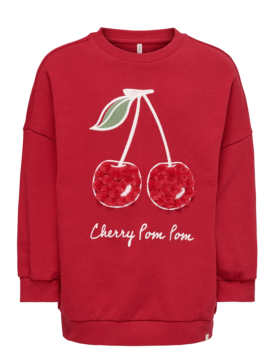 Kids Only - KMGCHERRY L/S OVZ ONECK PRINTED UB SWT - sweatshirts - equestrian red - 0